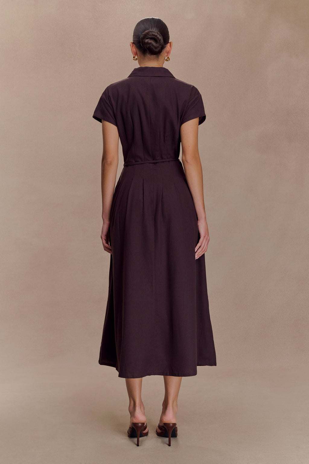 Aysha Buttoned Linen Midi Dress