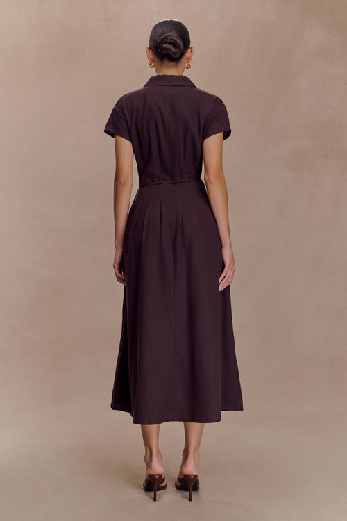Aysha Buttoned Linen Midi Dress