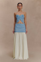 Tully Strapless Topstitch Denim Top in 80'S Blue – Chic&Drifts