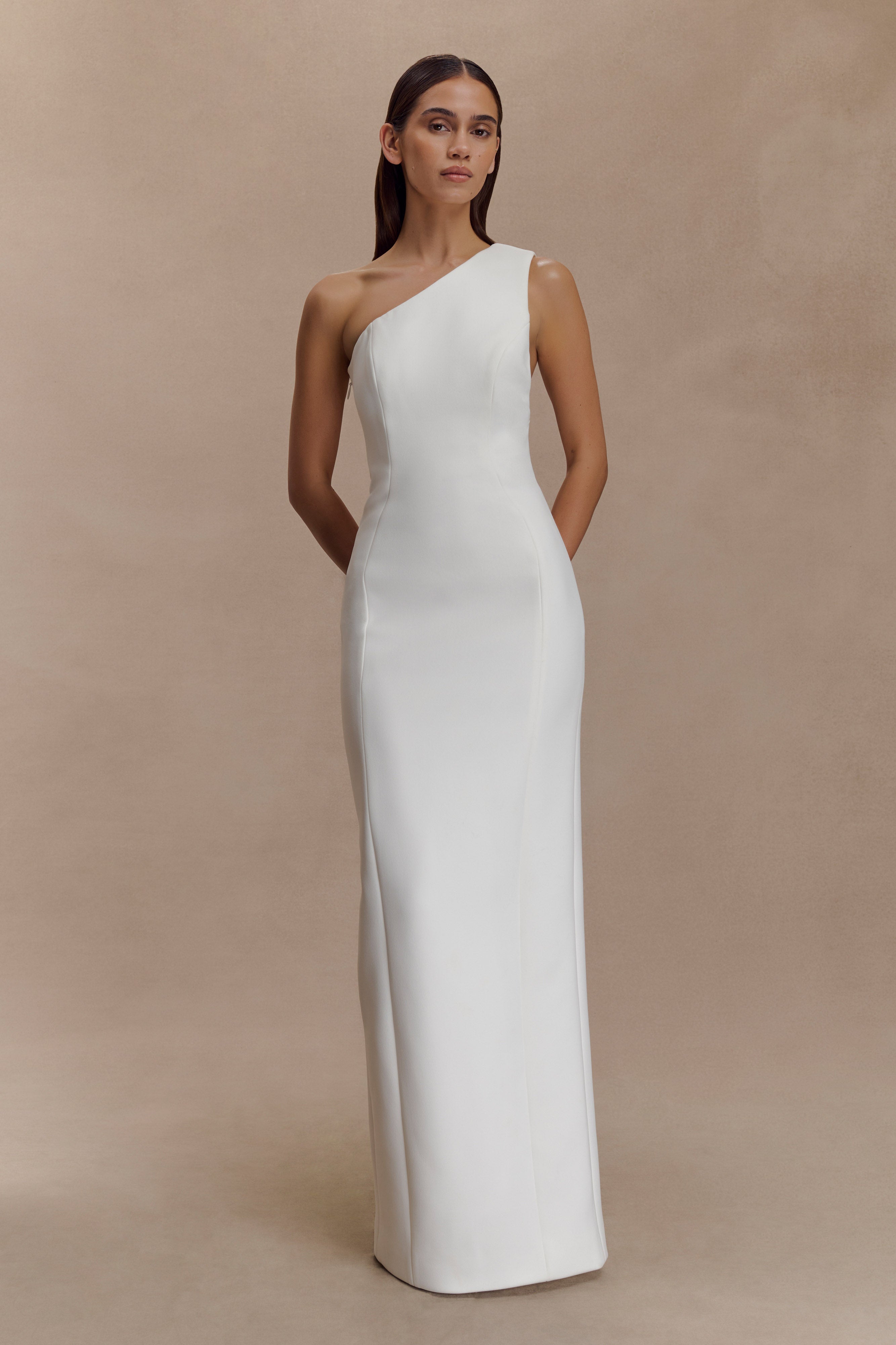 Milena One Shoulder Crepe Maxi Dress