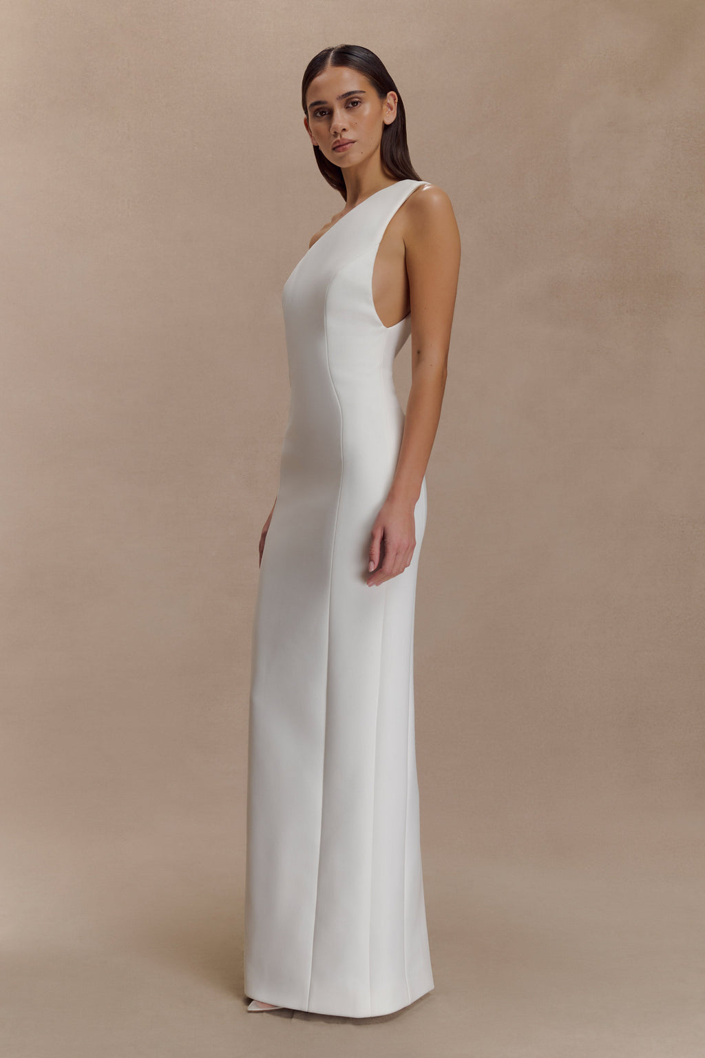 Milena One Shoulder Crepe Maxi Dress