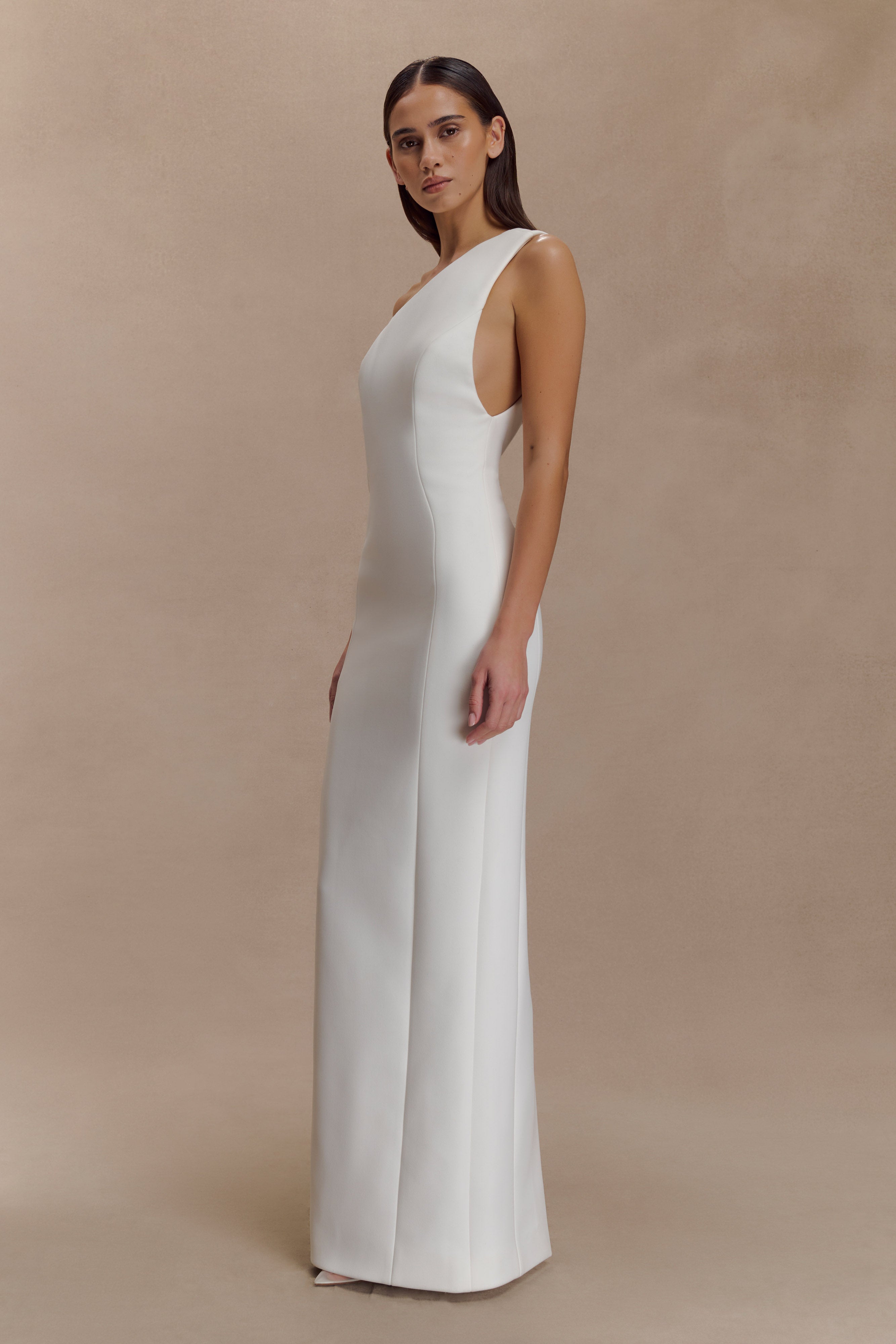 Milena One Shoulder Crepe Maxi Dress