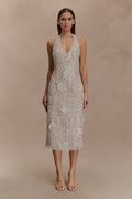 Lenore Silk Lace Halter Midi Dress