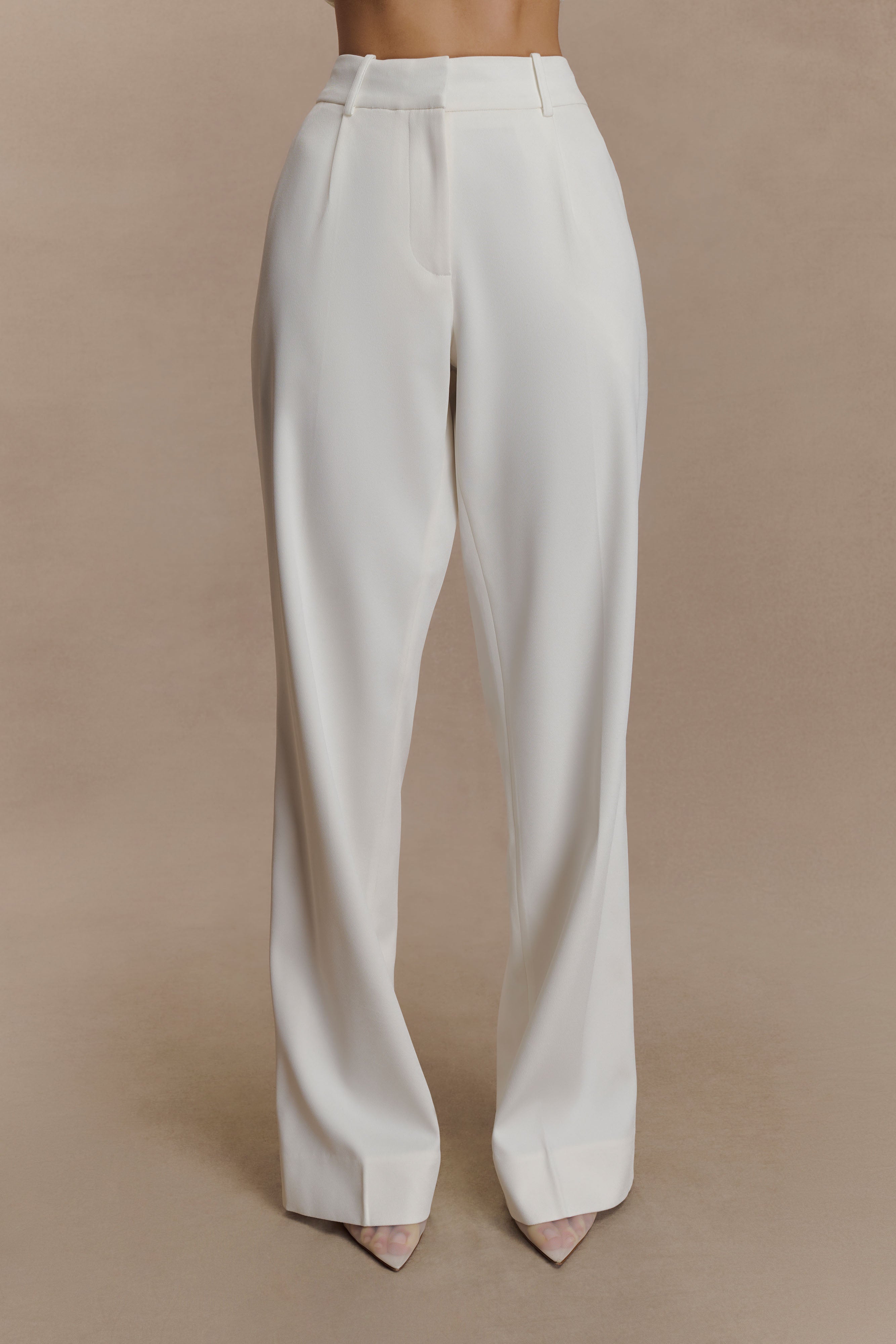 Fatima Satin Straight Leg Trouser - White