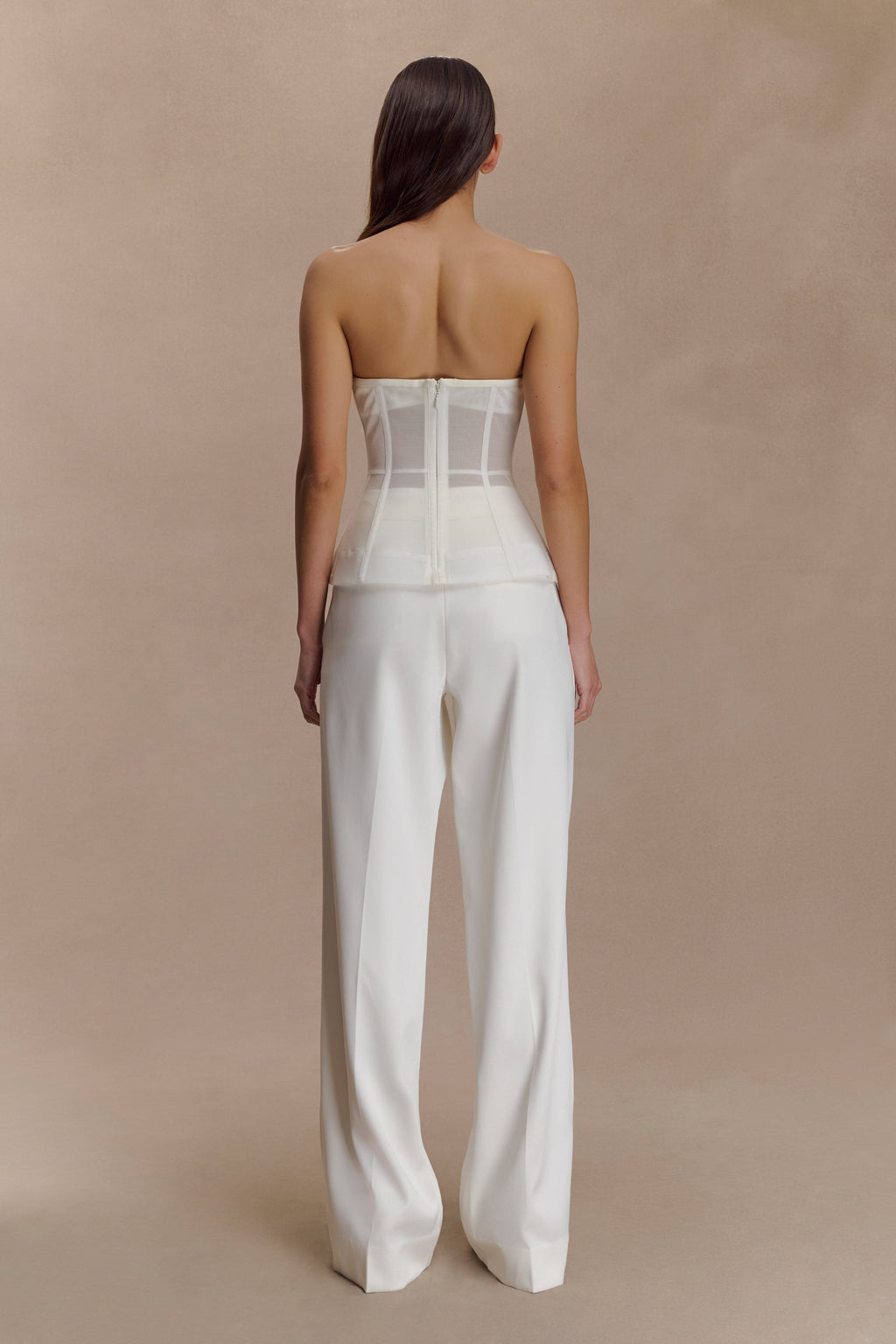Fatima Satin Straight Leg Trouser - White
