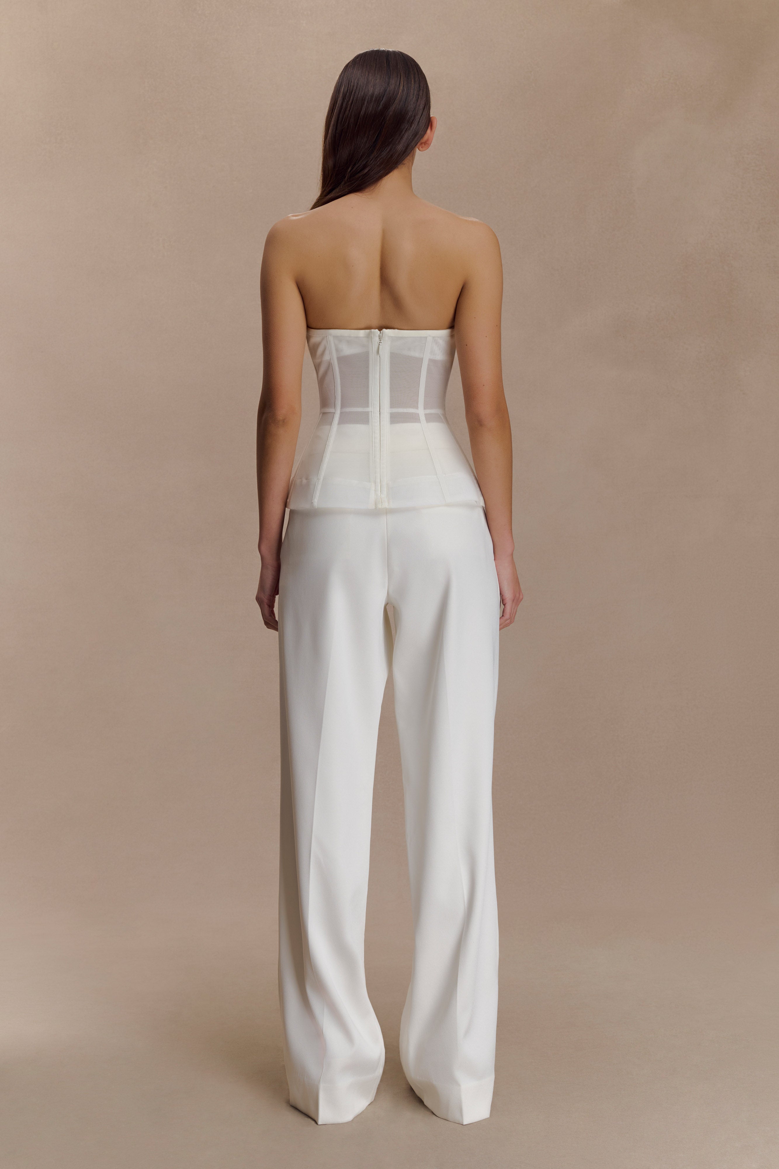 Fatima Satin Straight Leg Trouser - White