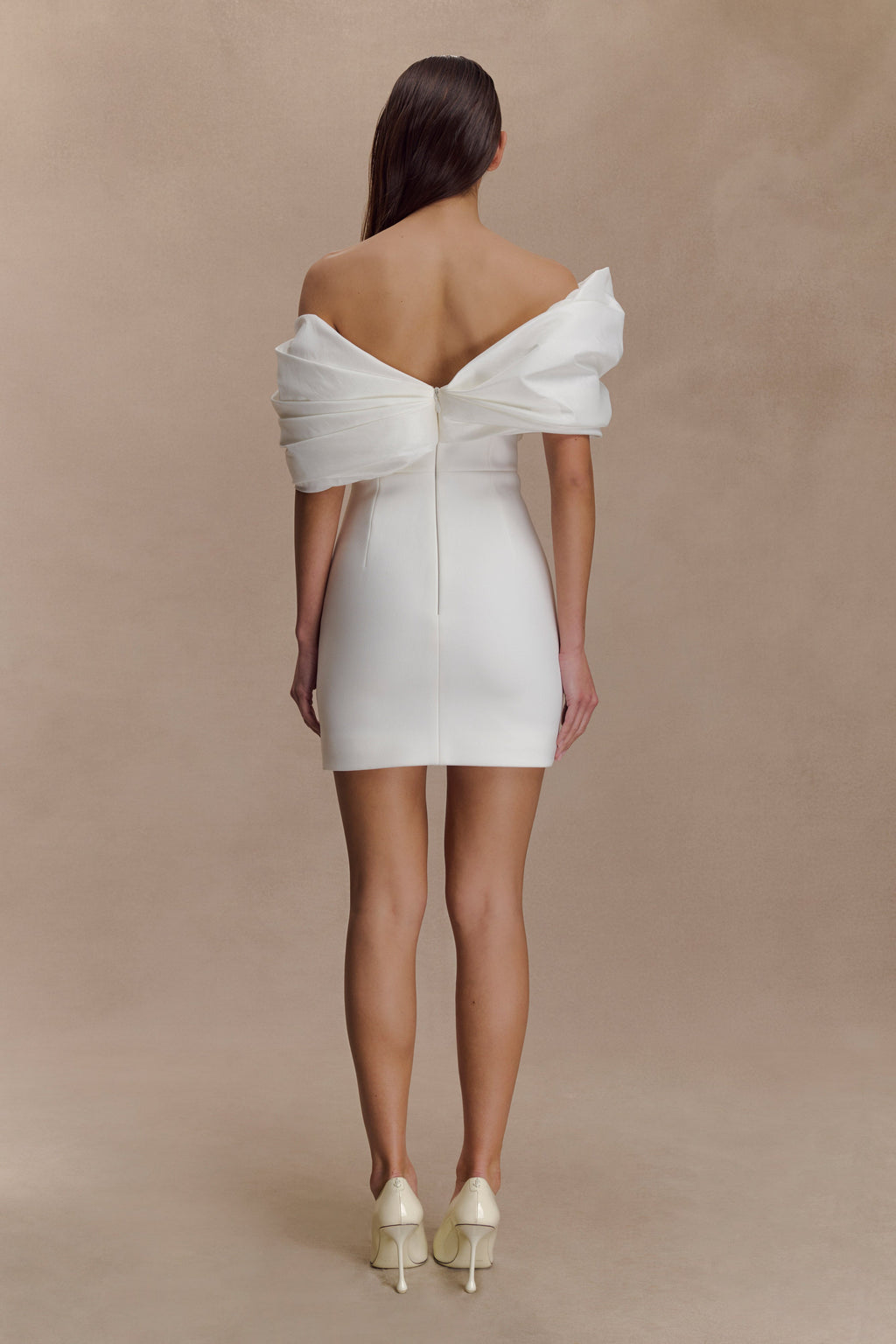Aphrodite Off Shoulder Crepe Mini Dress