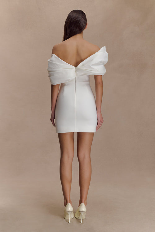 Aphrodite Off Shoulder Crepe Mini Dress