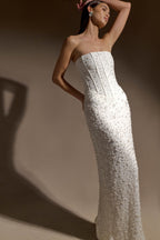 Gemma Strapless Embellished Maxi Dress in Ivory – Chic&Drifts
