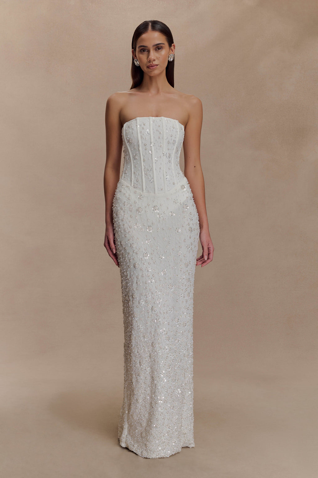 Gemma Strapless Embellished Maxi Dress in Ivory – Chic&Drifts