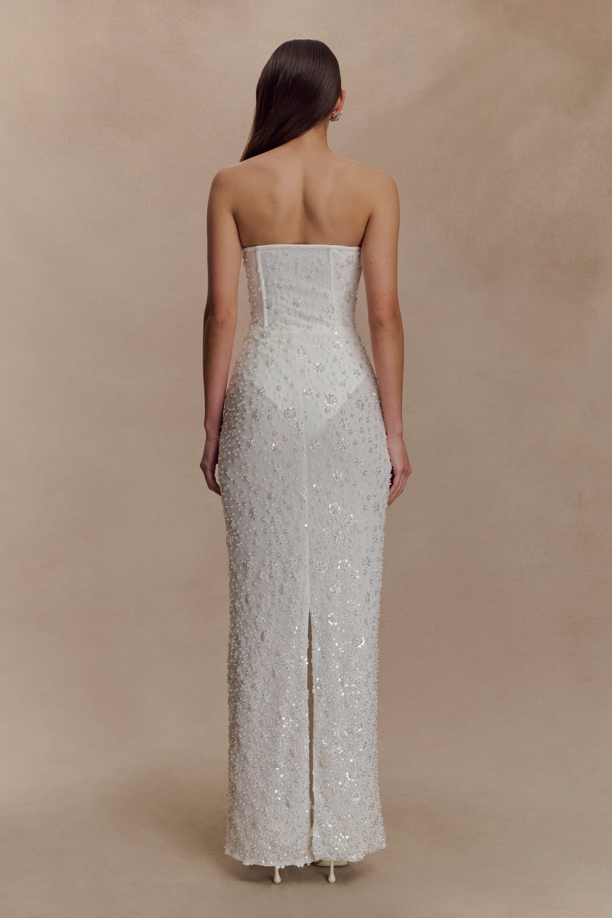 Gemma Strapless Embellished Maxi Dress in Ivory – Chic&Drifts