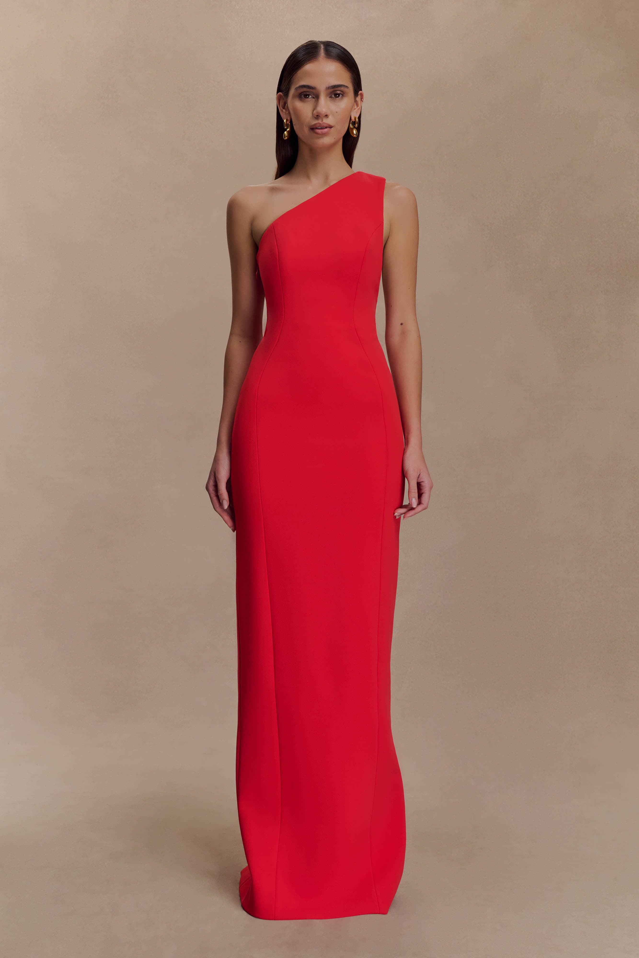 Milena One Shoulder Crepe Maxi Dress