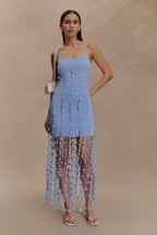 Tove Hand Knit Flower Mini Dress in Blue – Chic&Drifts