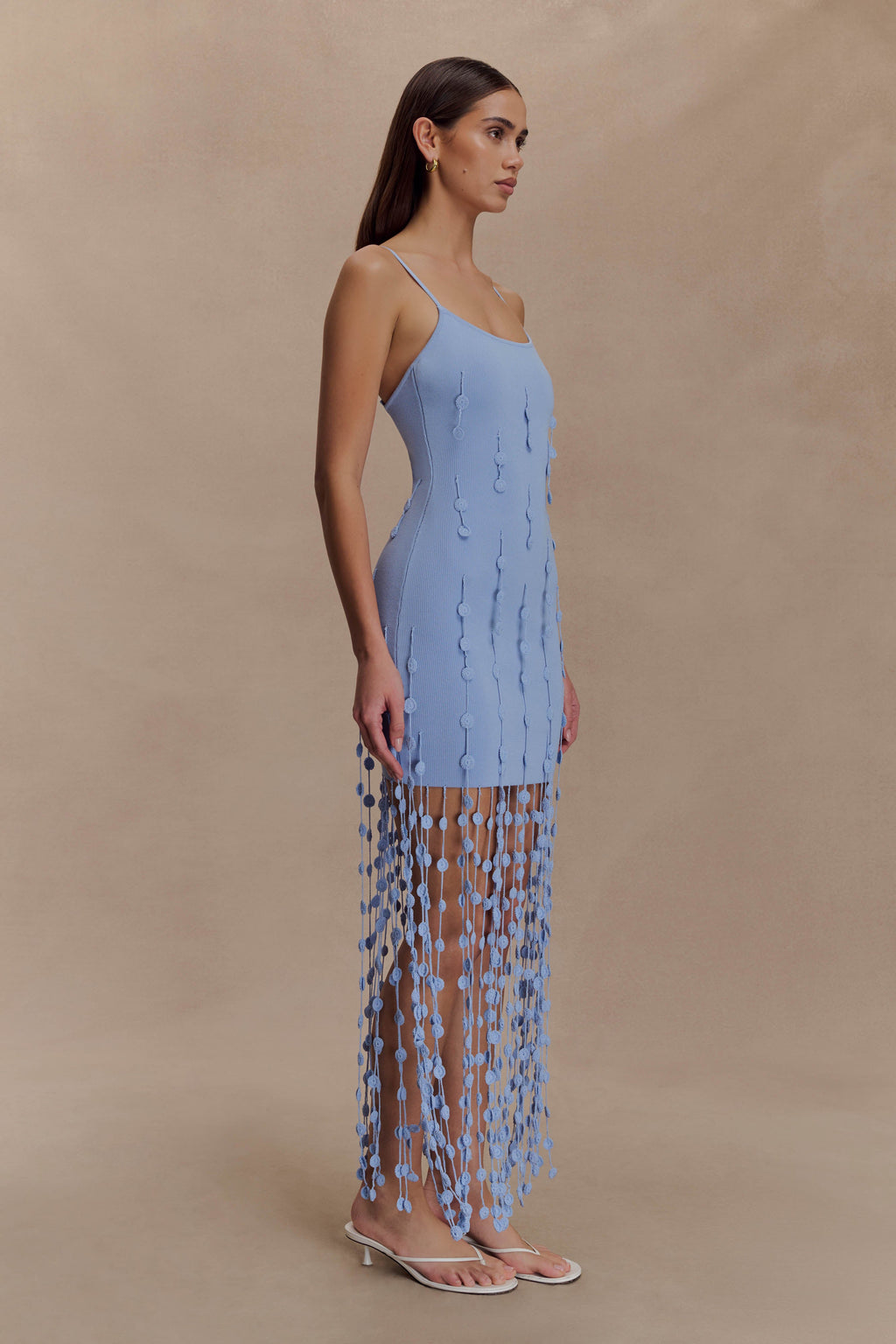 Tove Hand Knit Flower Mini Dress in Blue – Chic&Drifts