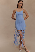 Tove Hand Knit Flower Mini Dress in Blue – Chic&Drifts