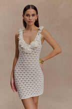 Brigid Ruffle Knit Sleeveless Dress in Ivory – Chic&Drifts