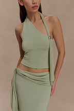 Xanthia Knit Halter Top in Pastel Green – Chic&Drifts