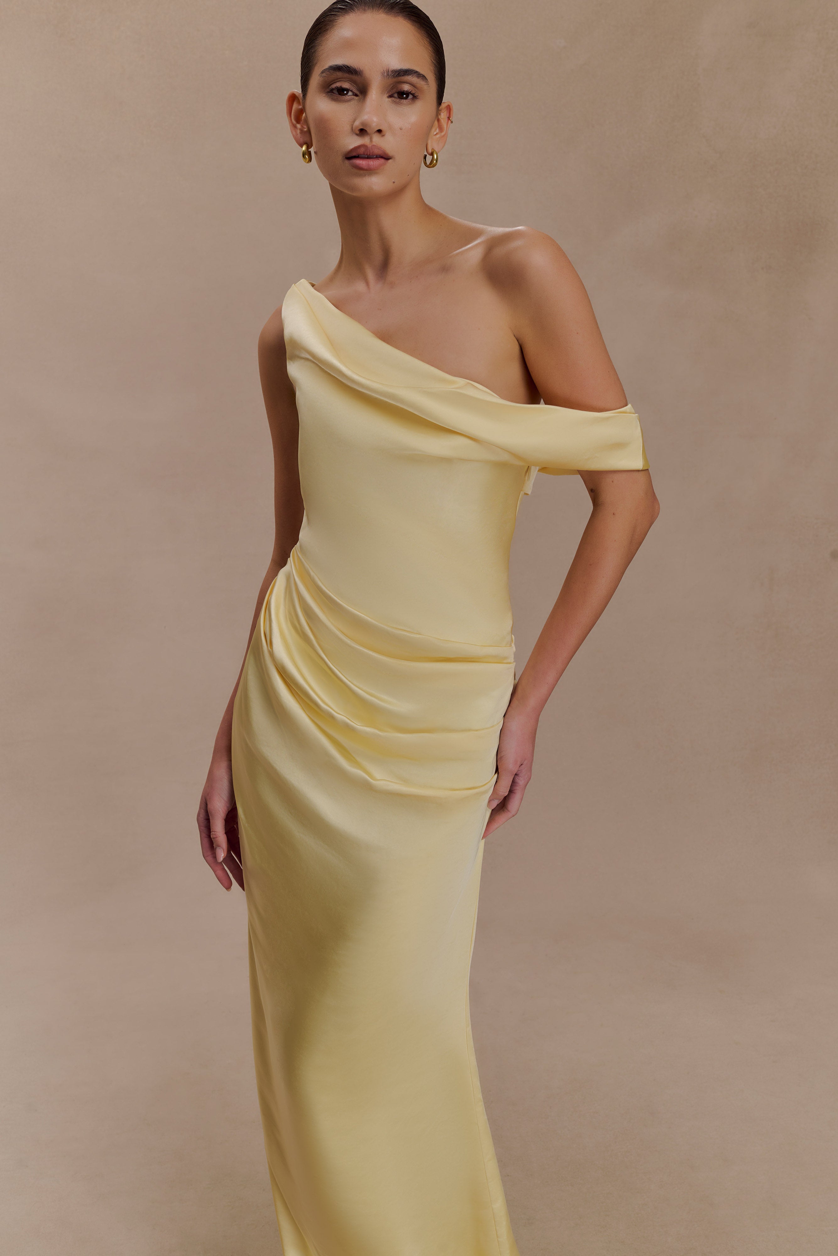 Dalia Off Shoulder Satin Maxi Dress