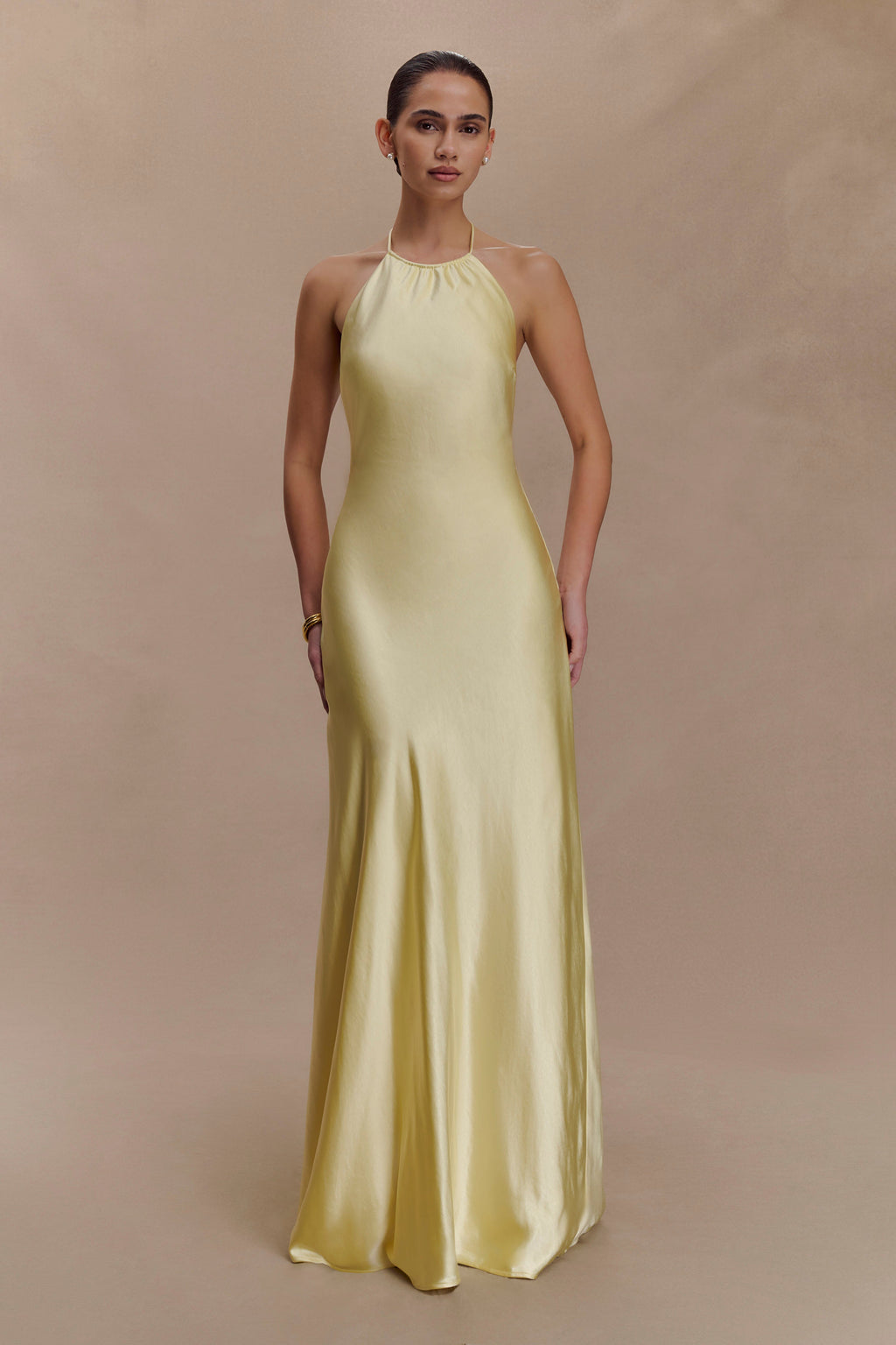 Bella Satin Halter Maxi Dress
