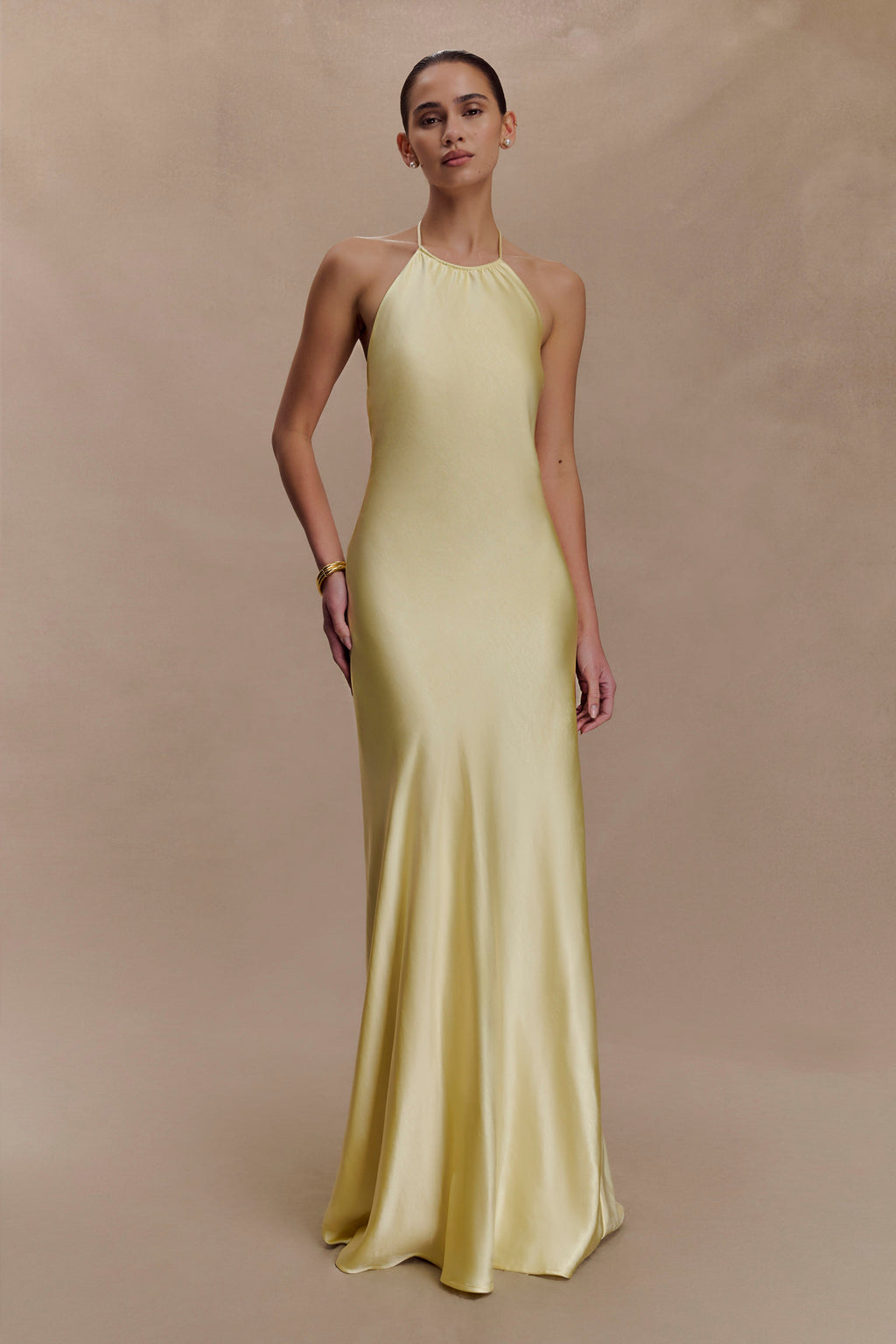 Bella Satin Halter Maxi Dress
