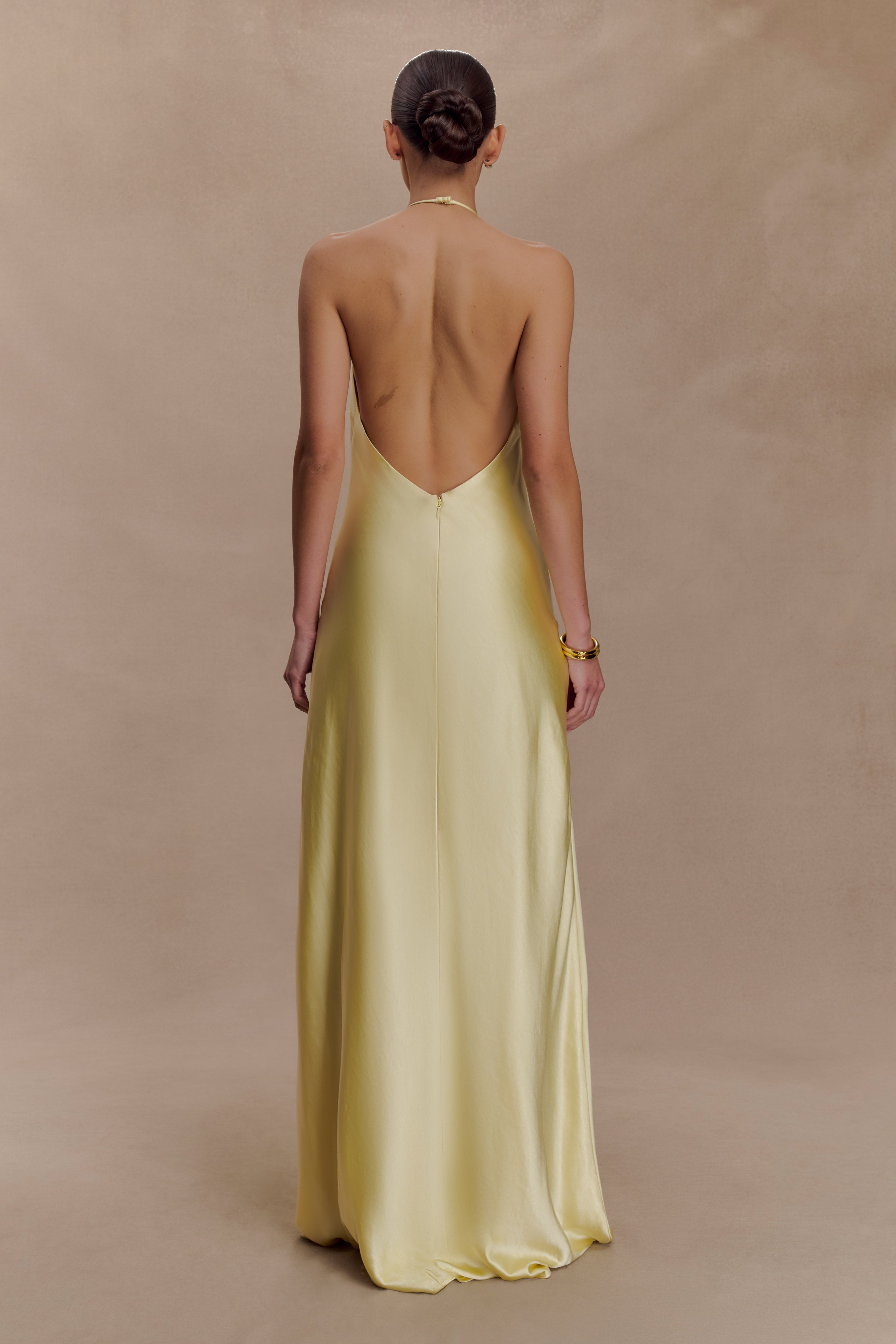 Bella Satin Halter Maxi Dress