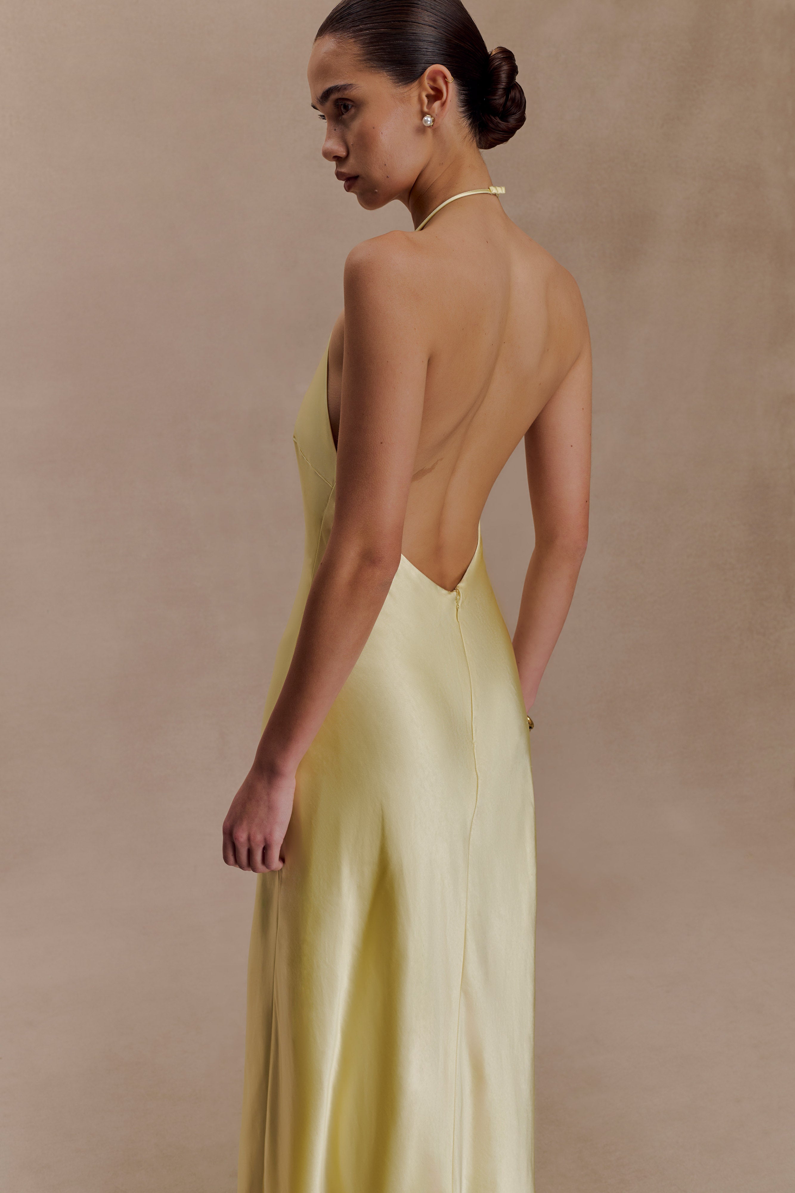 Bella Satin Halter Maxi Dress