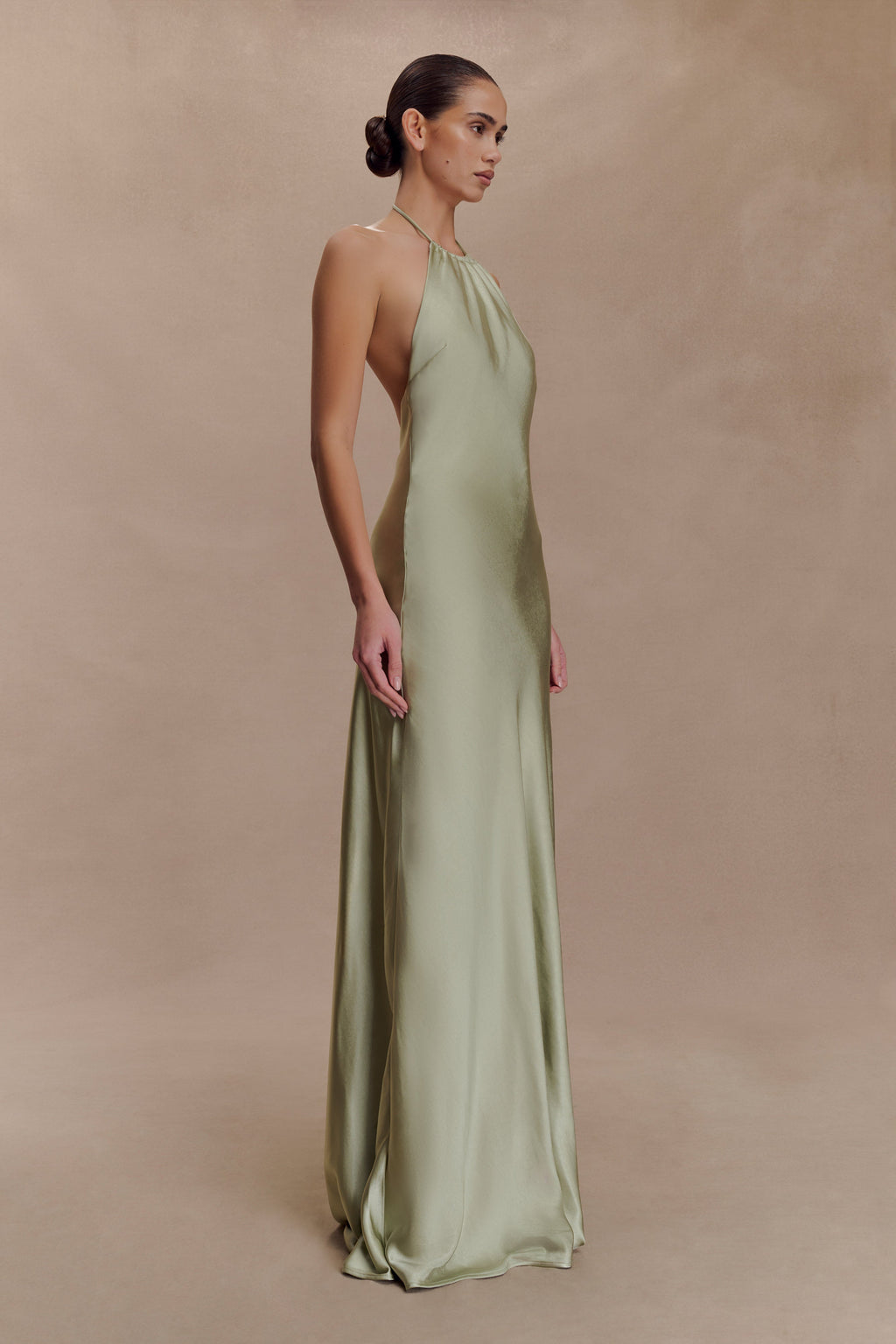 Bella Satin Halter Maxi Dress