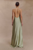 Bella Satin Halter Maxi Dress