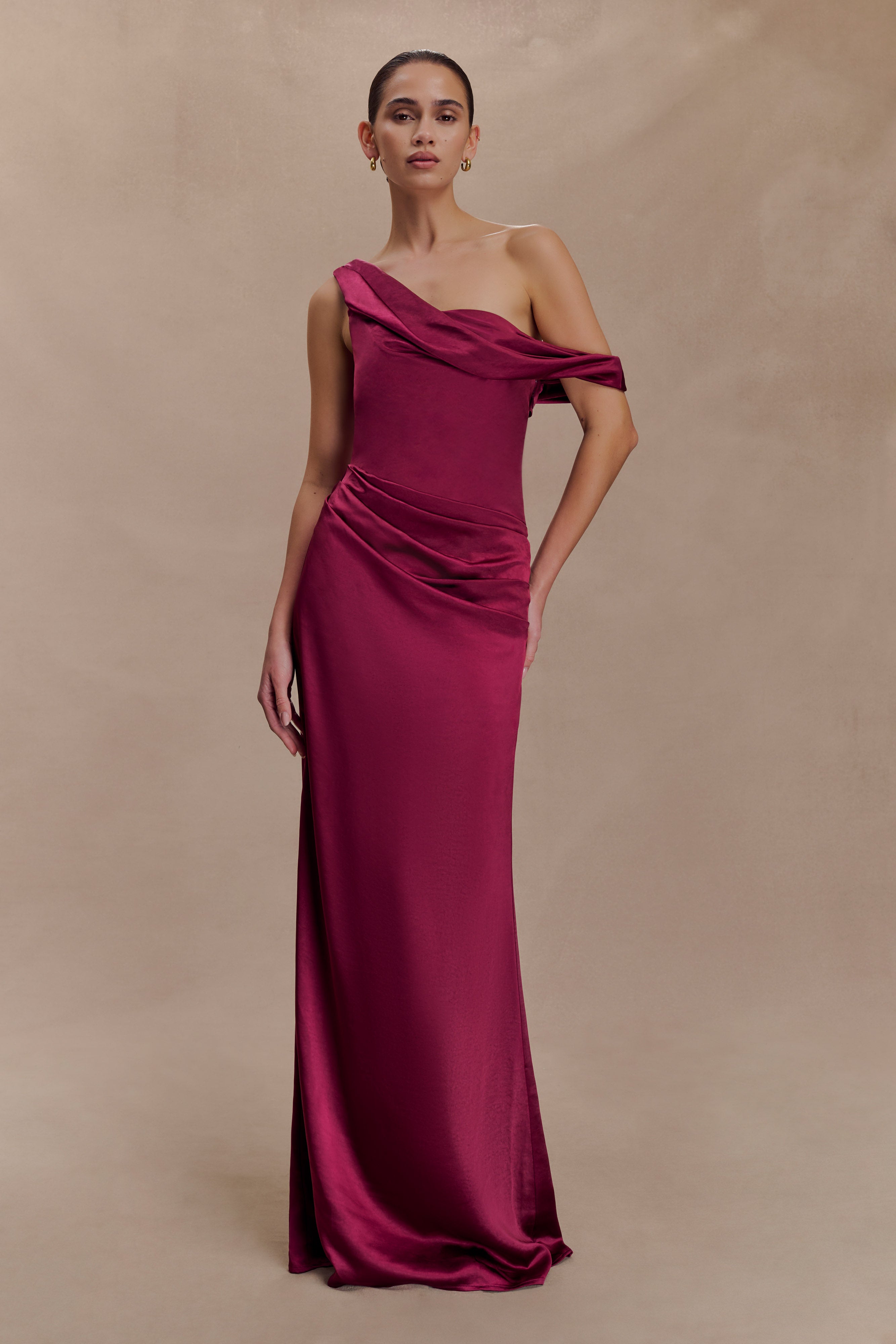 Dalia Off Shoulder Satin Maxi Dress