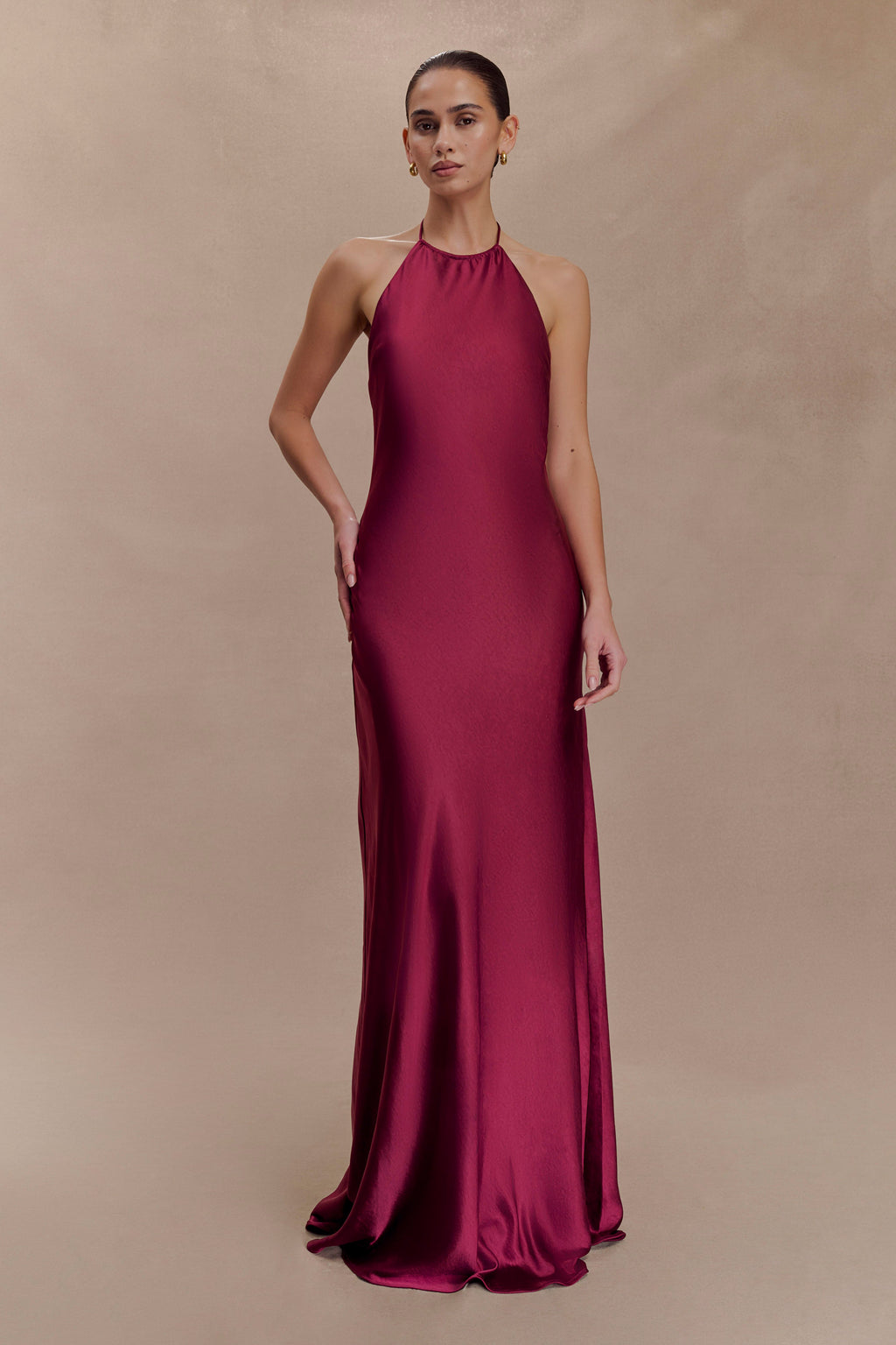 Bella Satin Halter Maxi Dress