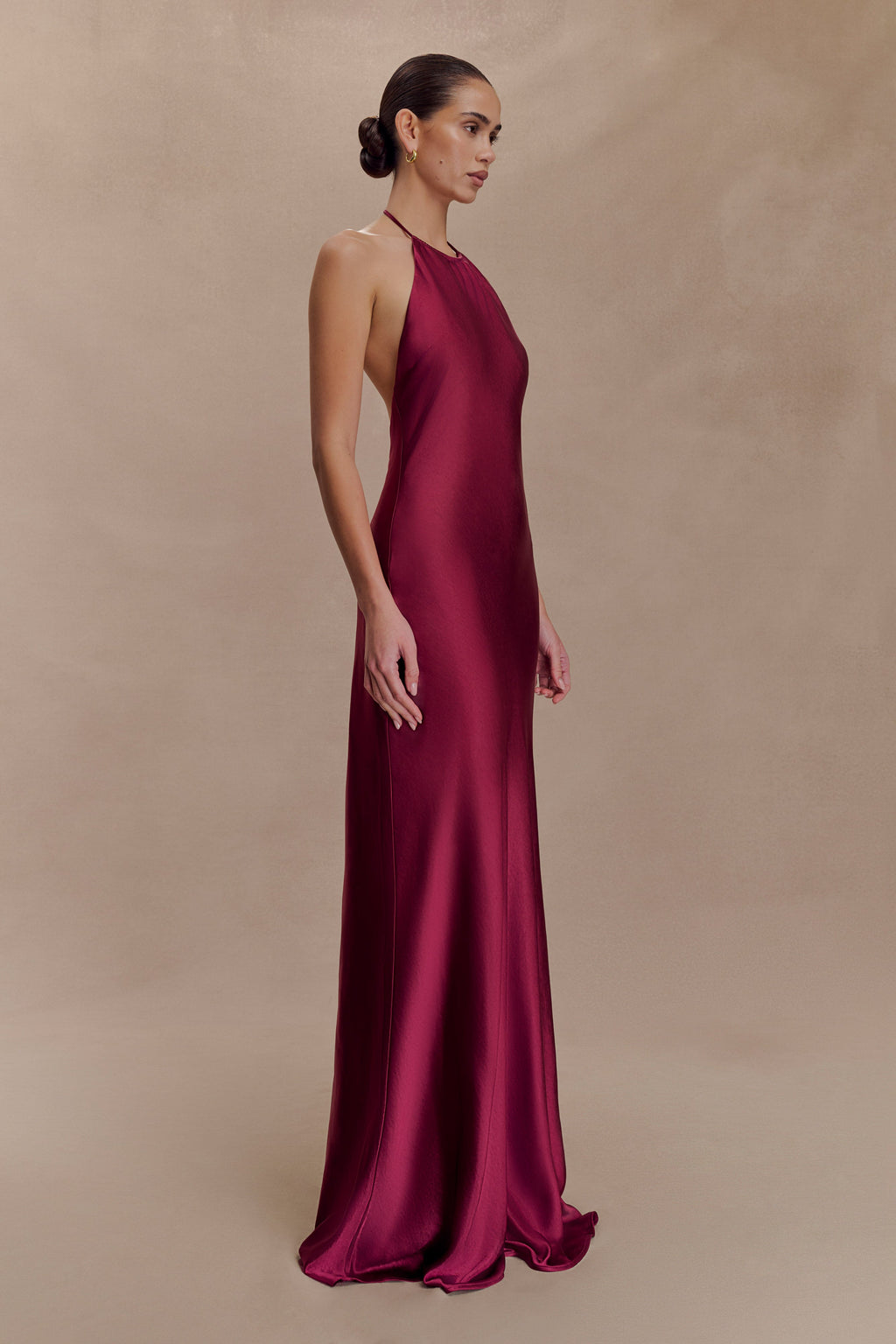 Bella Satin Halter Maxi Dress