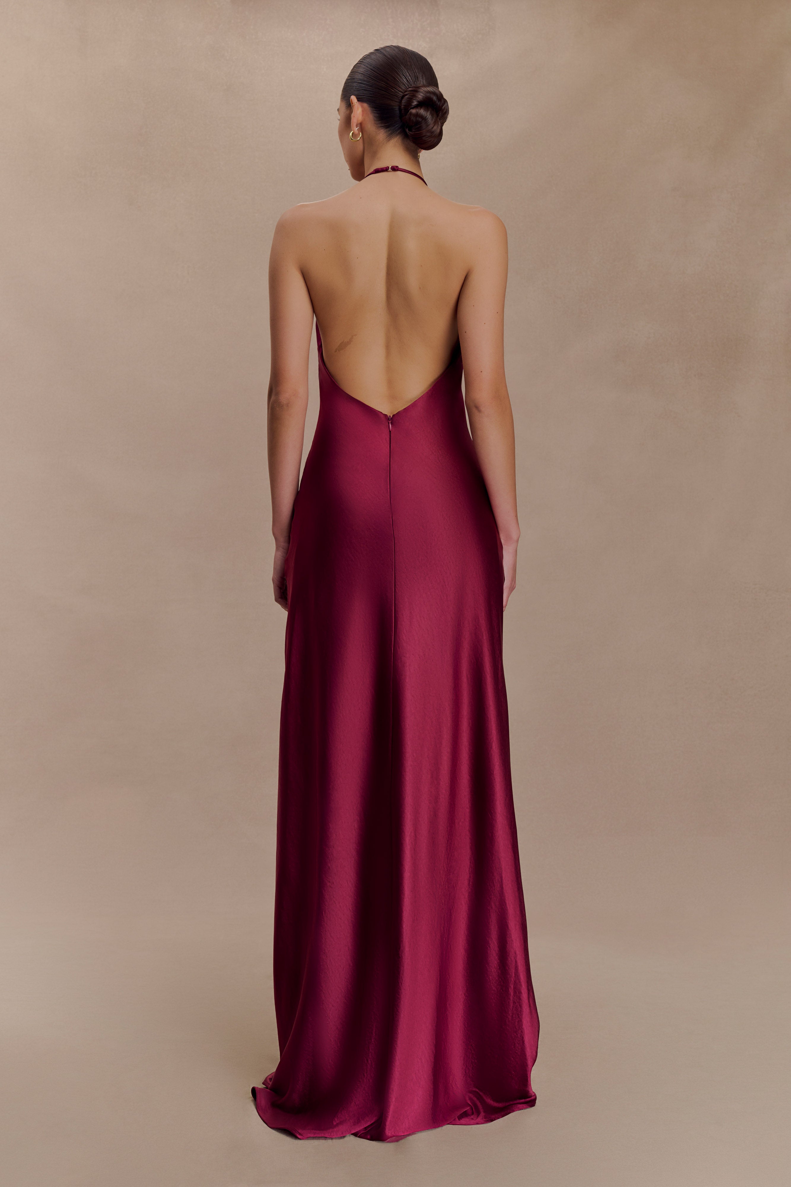 Bella Satin Halter Maxi Dress