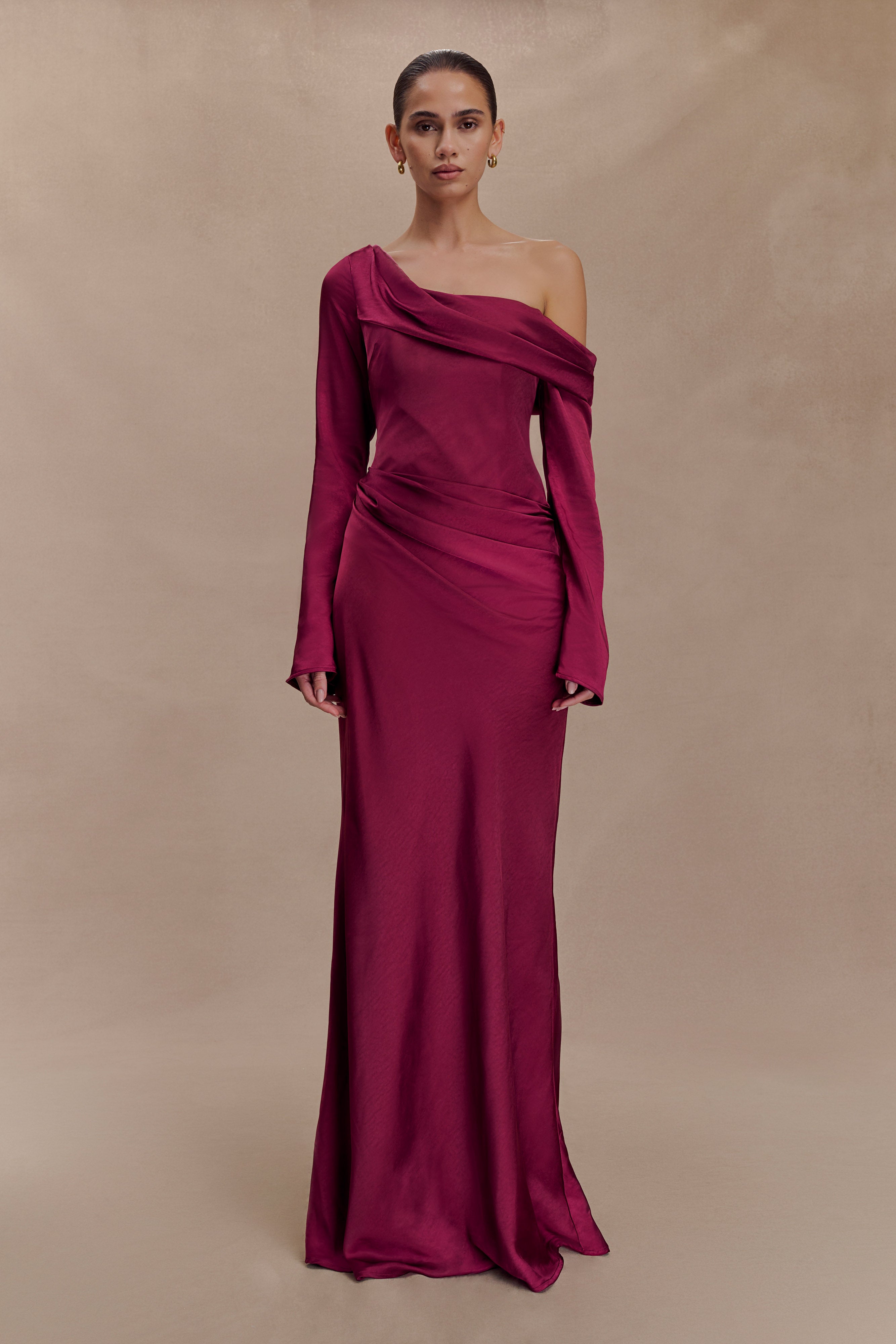Iris Long Sleeve Satin Maxi Dress