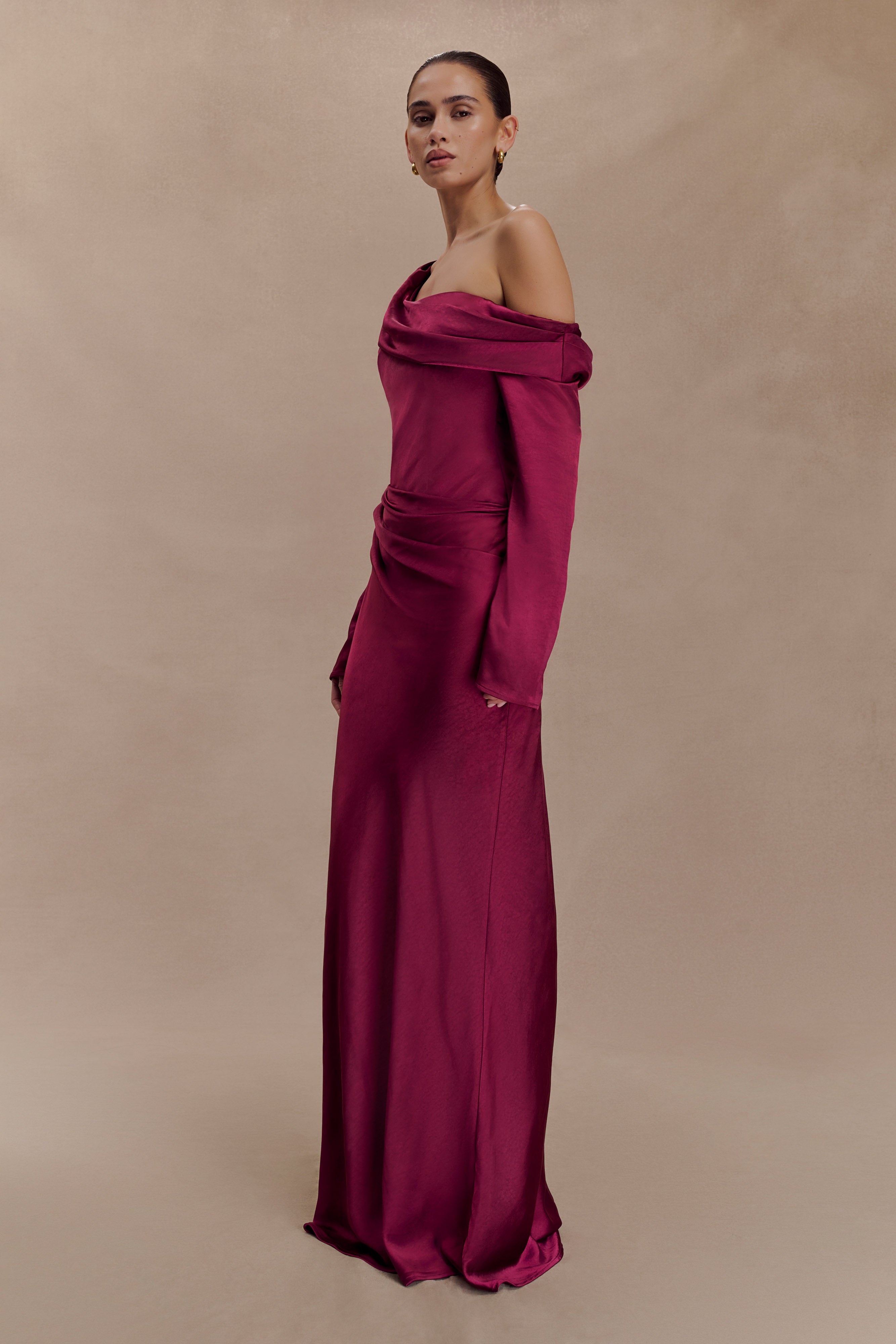 Iris Long Sleeve Satin Maxi Dress