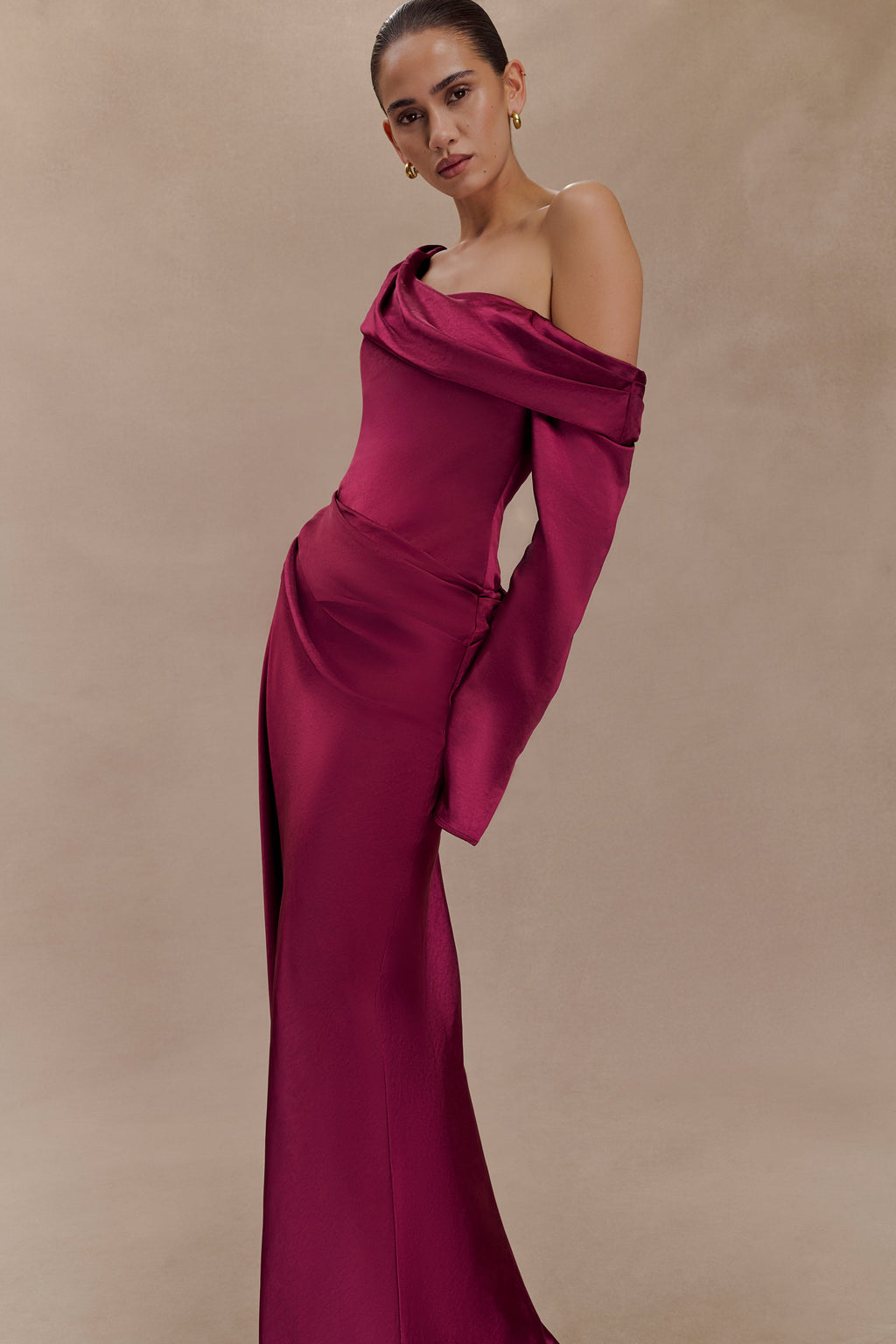 Iris Long Sleeve Satin Maxi Dress