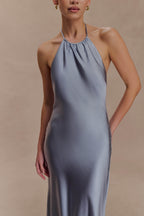 Bella Satin Halter Maxi Dress