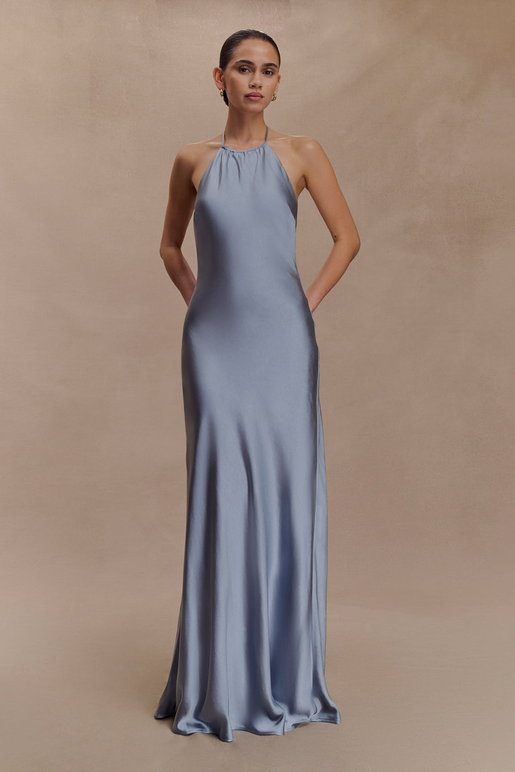 Bella Satin Halter Maxi Dress