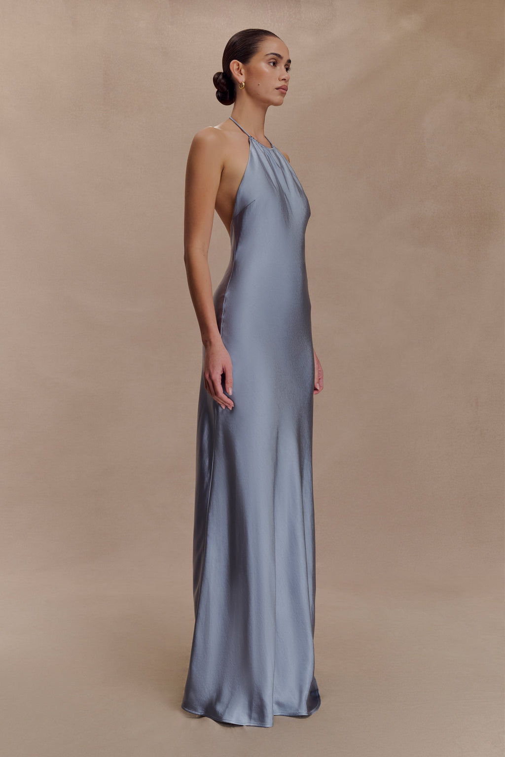 Bella Satin Halter Maxi Dress