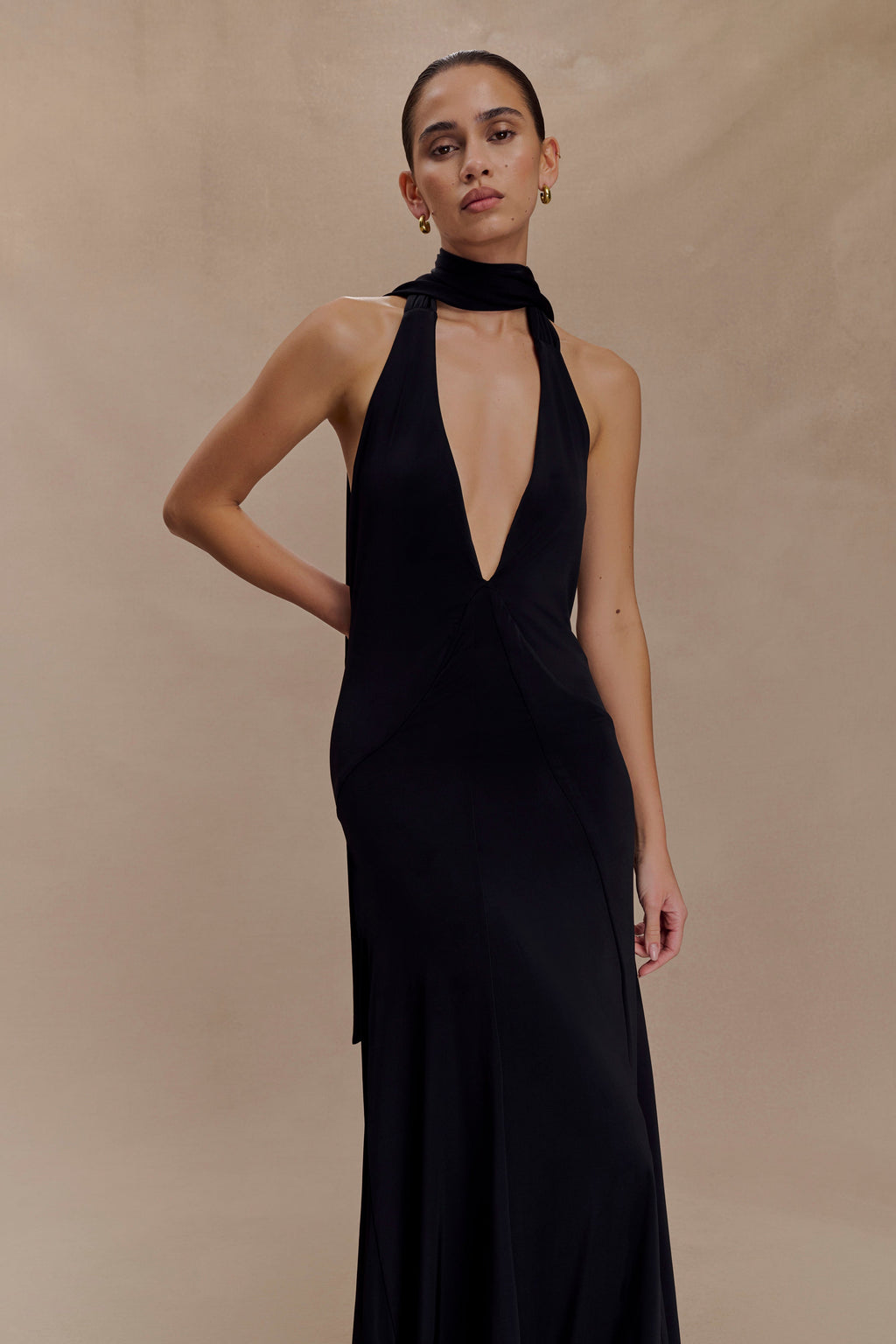 Juliet Slinky Maxi Dress With Scarf