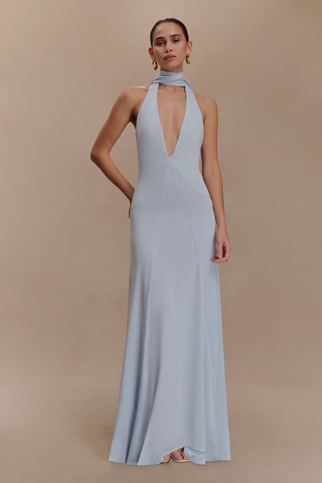 Juliet Slinky Maxi Dress With Scarf