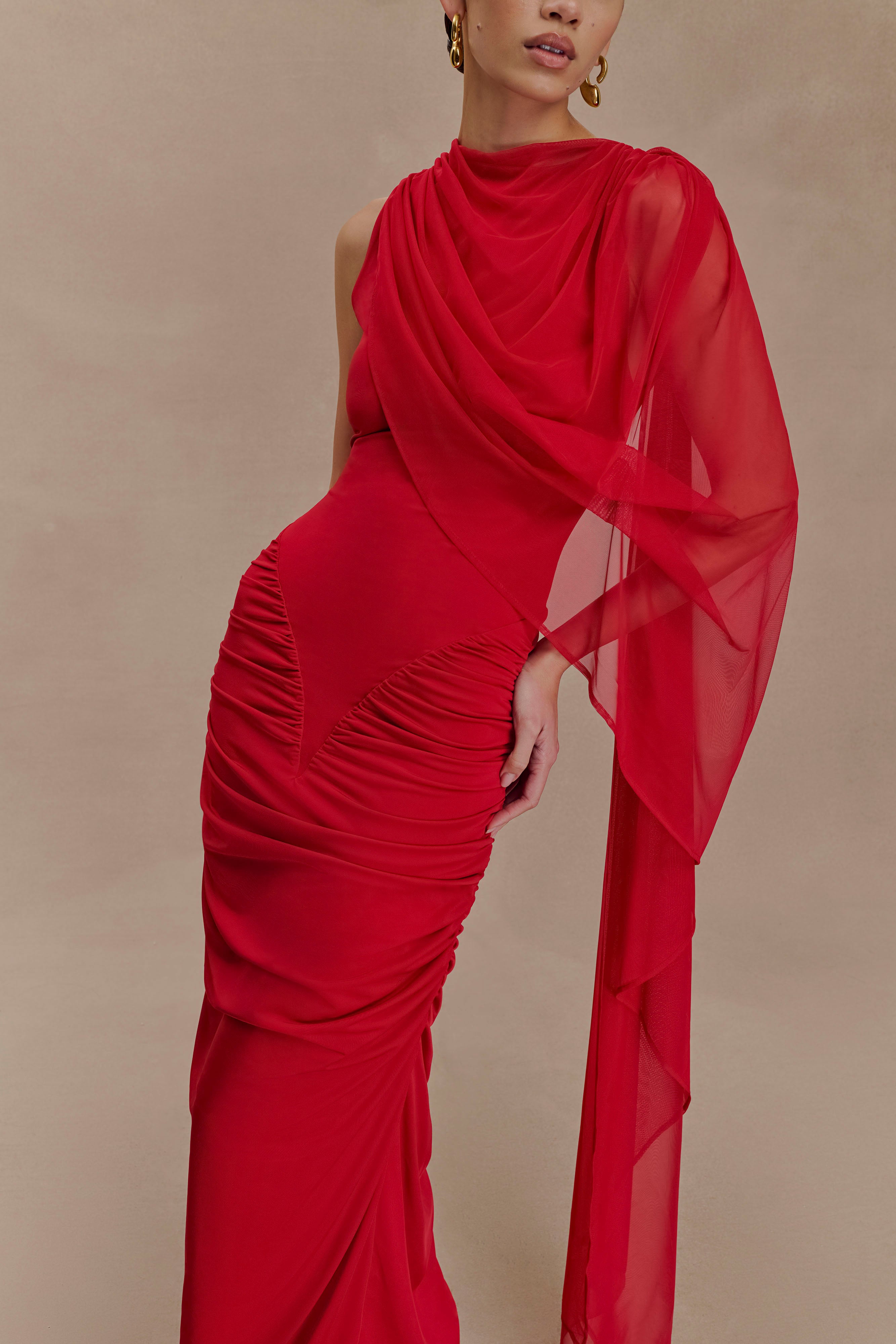 Amandine Ruched Slinky Maxi Dress