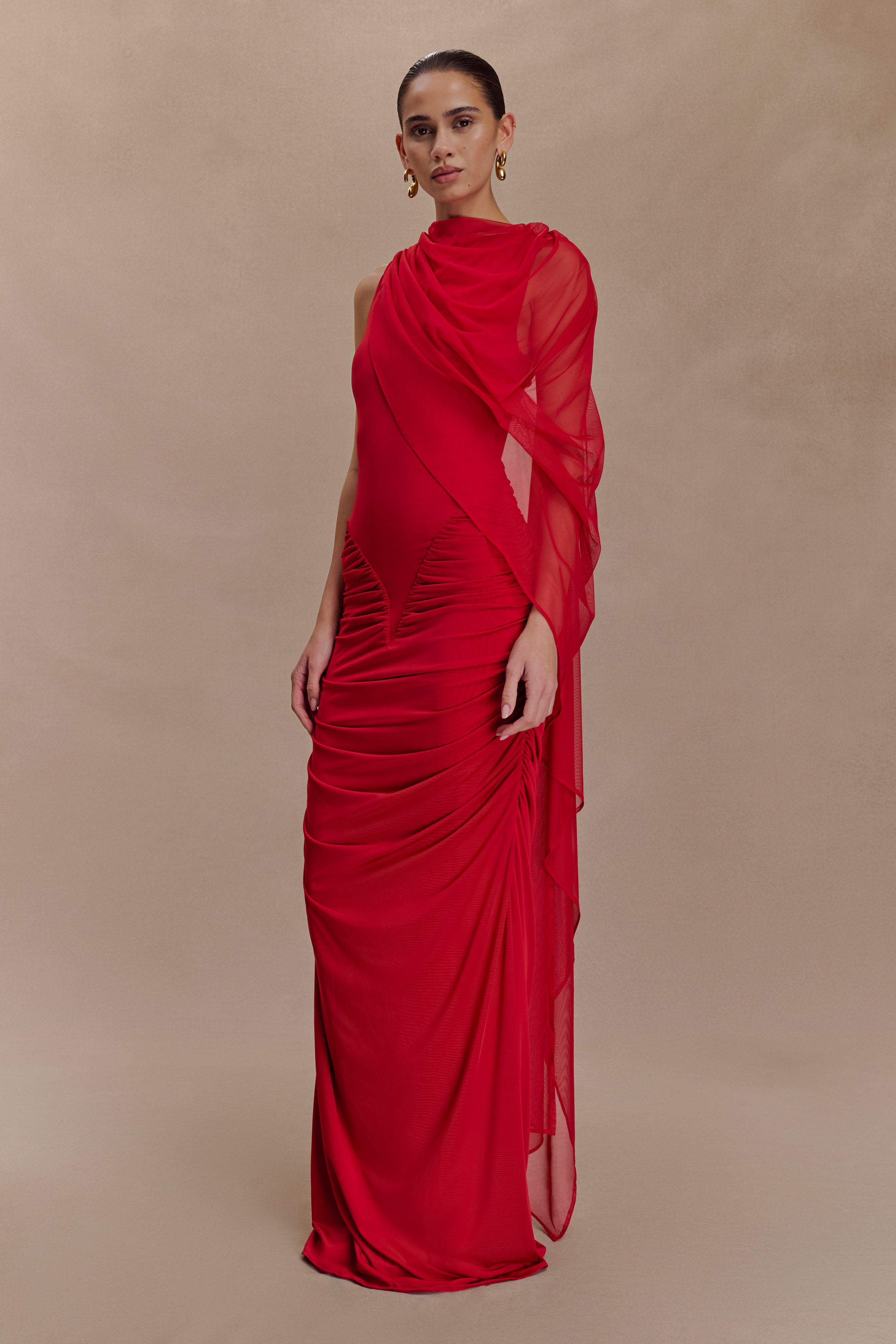 Amandine Ruched Slinky Maxi Dress