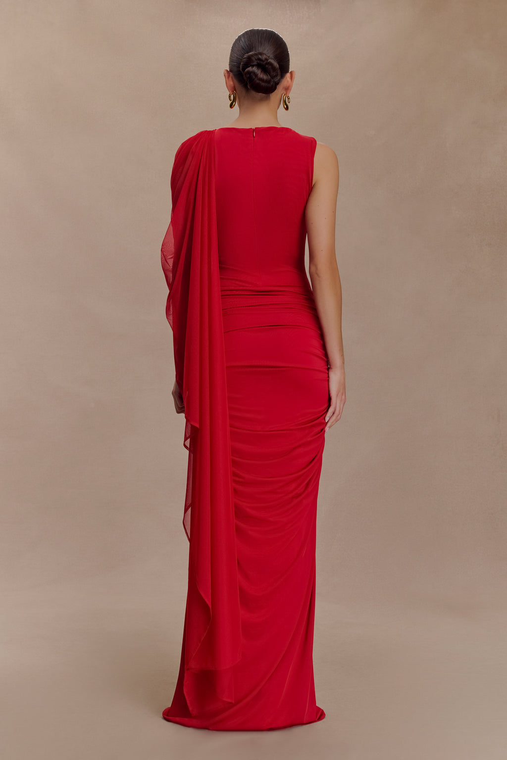 Amandine Ruched Slinky Maxi Dress