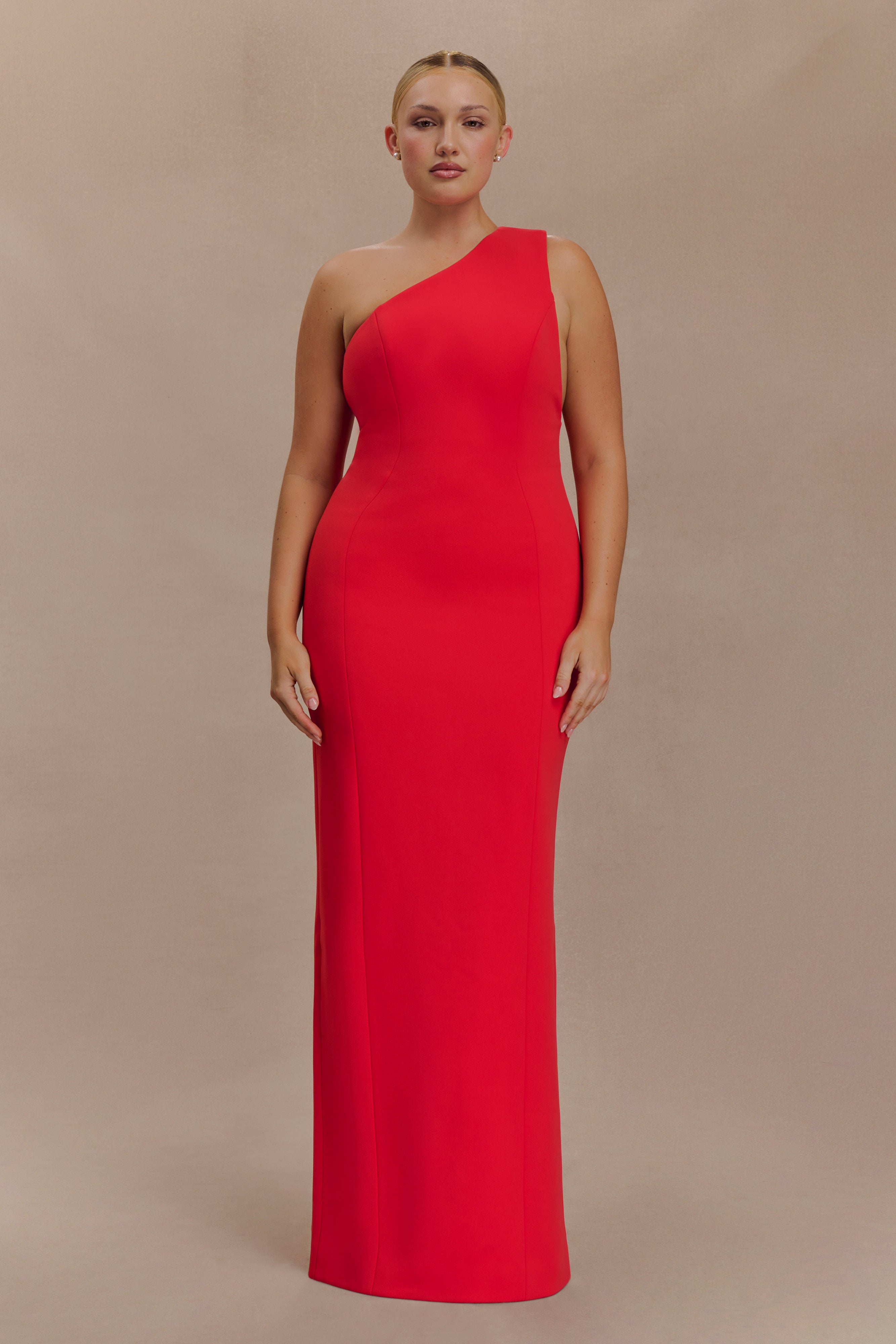 Milena One Shoulder Crepe Maxi Dress