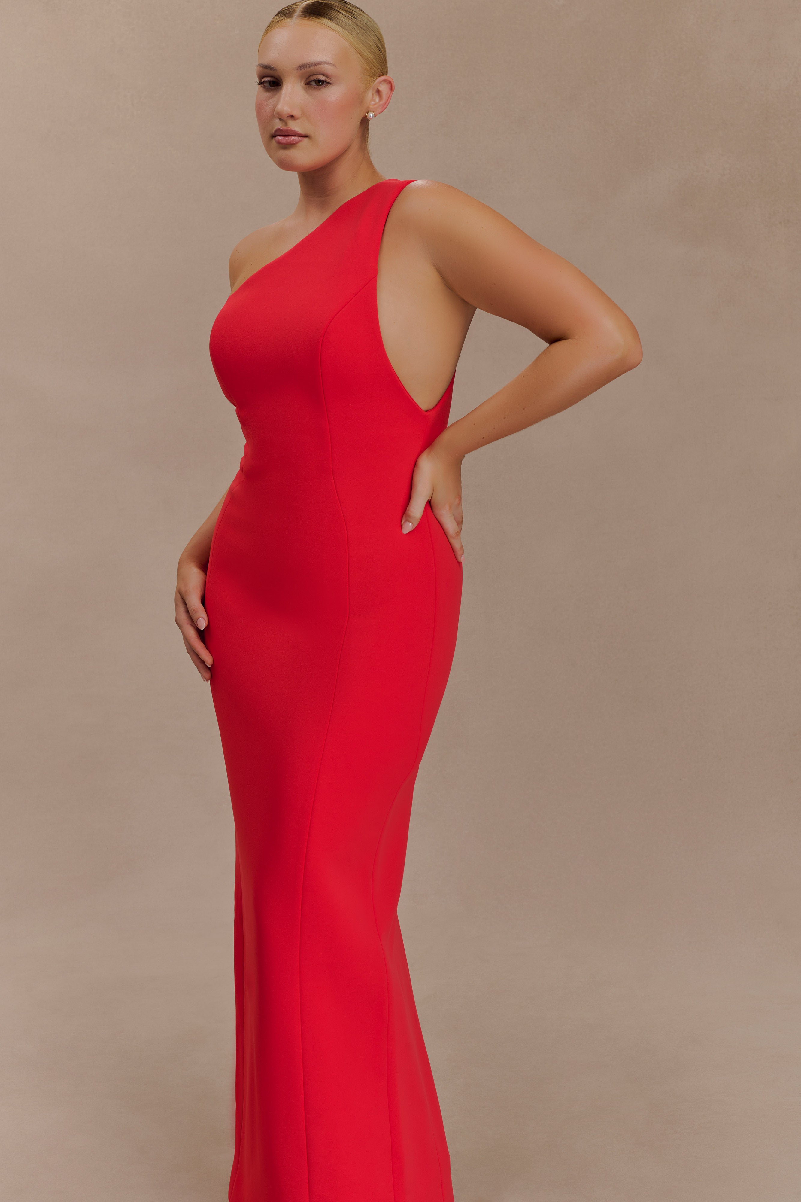 Milena One Shoulder Crepe Maxi Dress