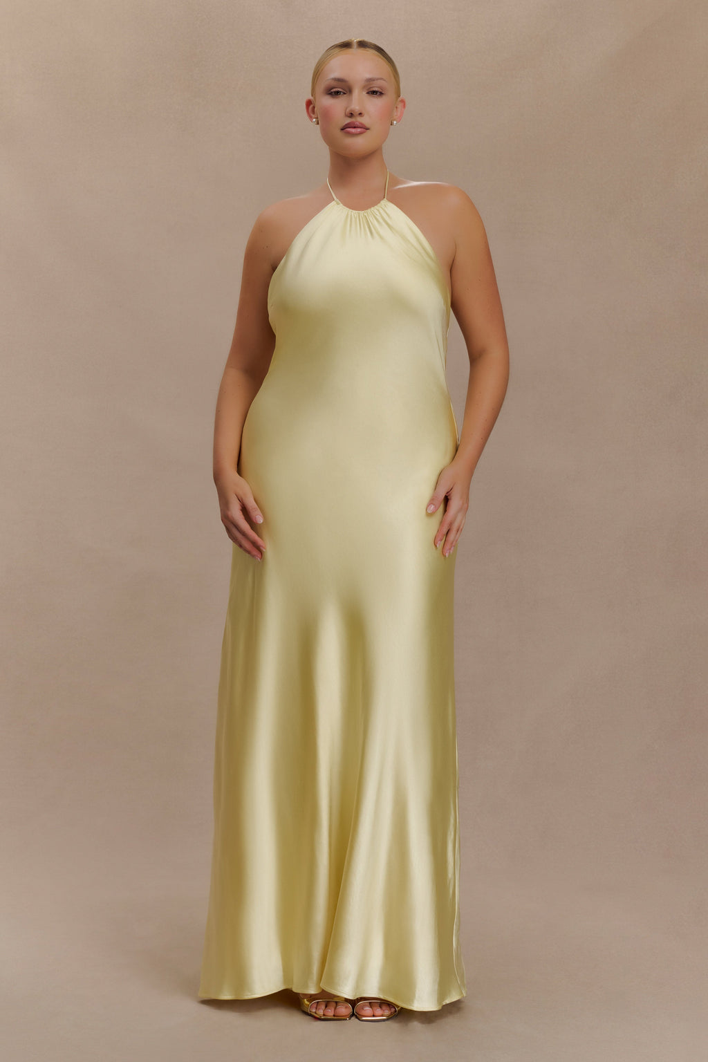 Bella Satin Halter Maxi Dress