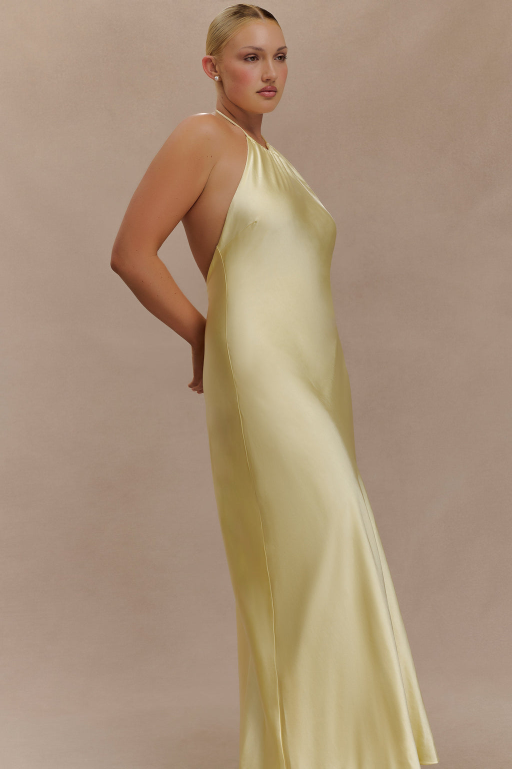 Bella Satin Halter Maxi Dress