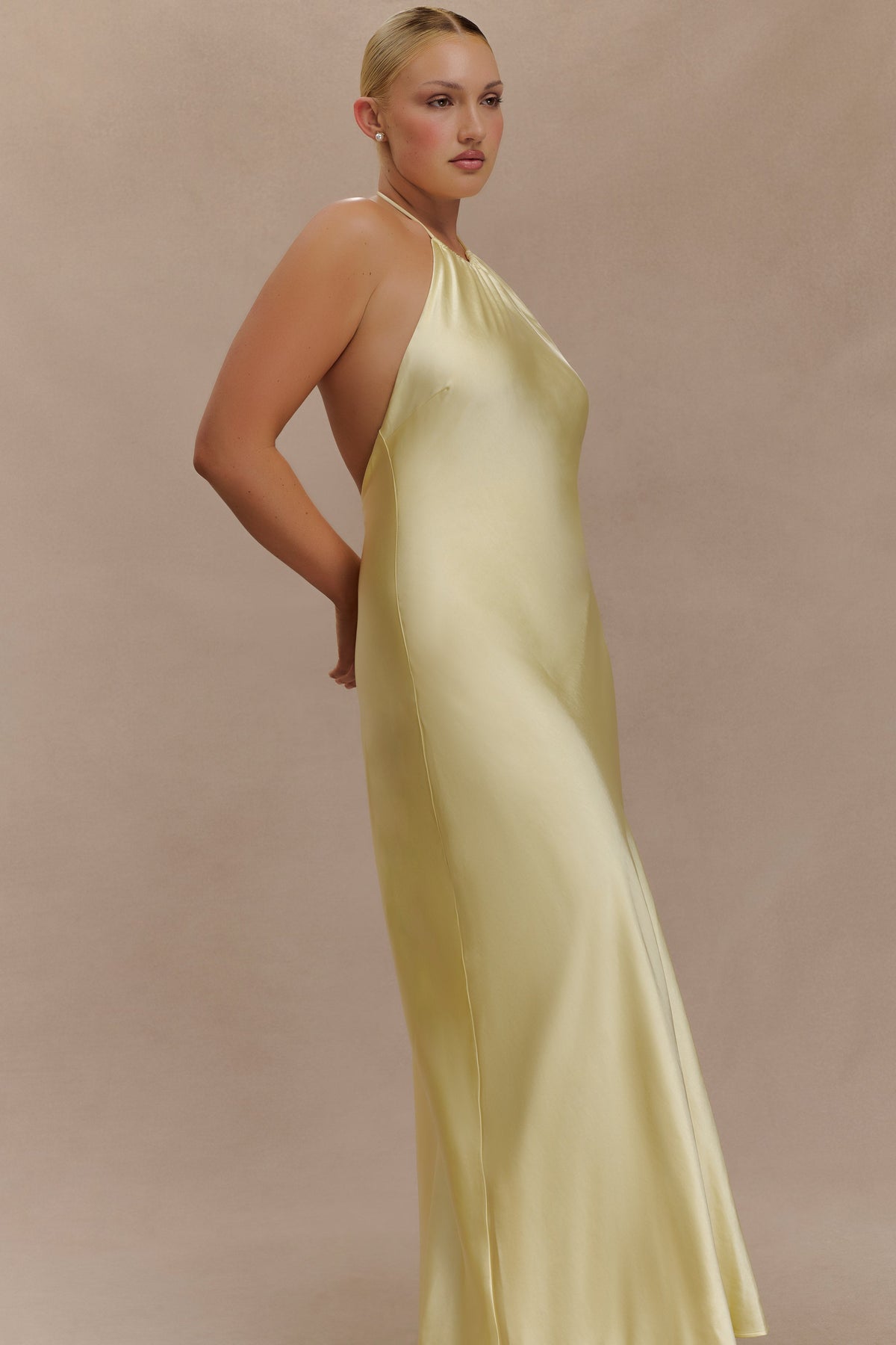 Bella Satin Halter Maxi Dress