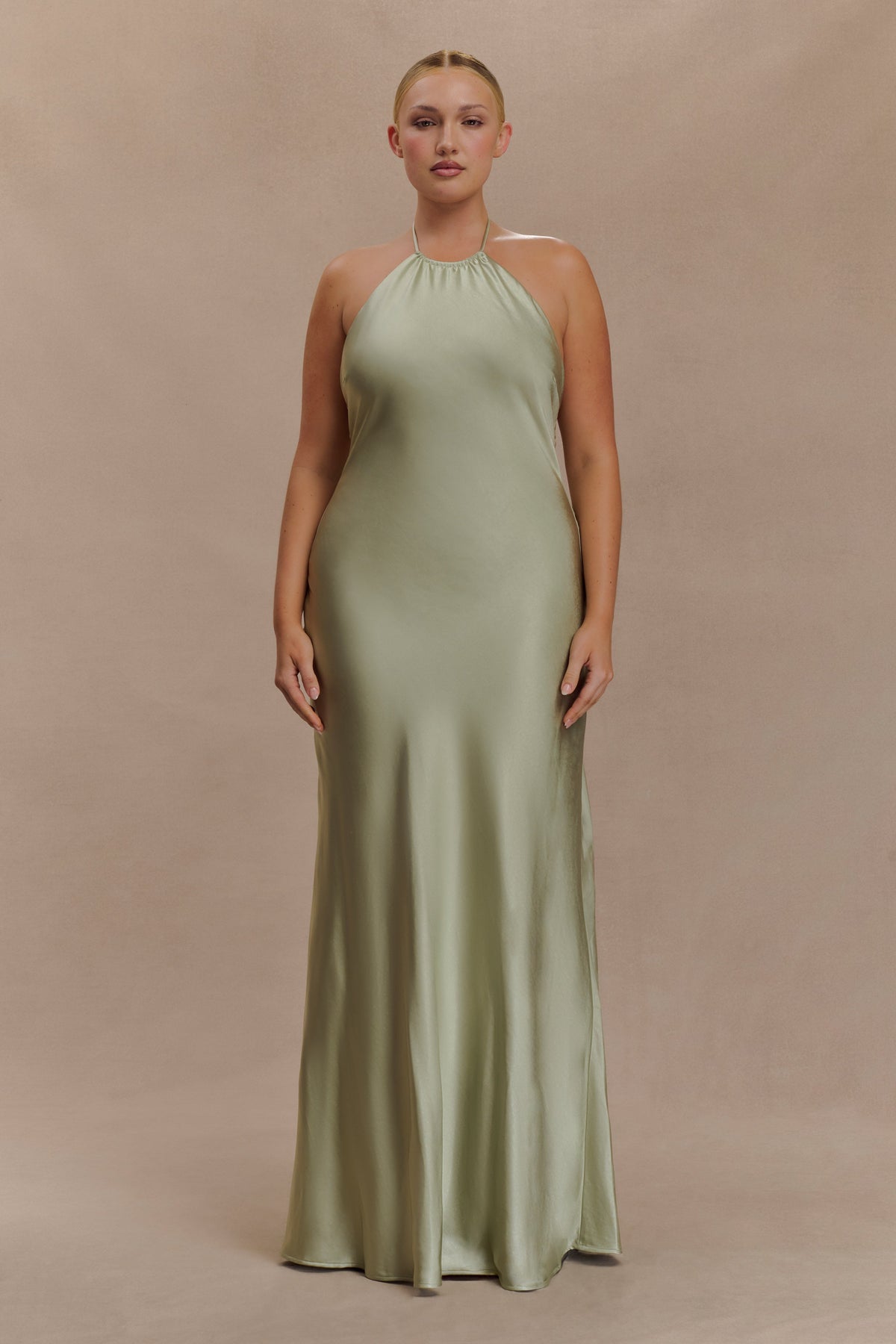 Bella Satin Halter Maxi Dress