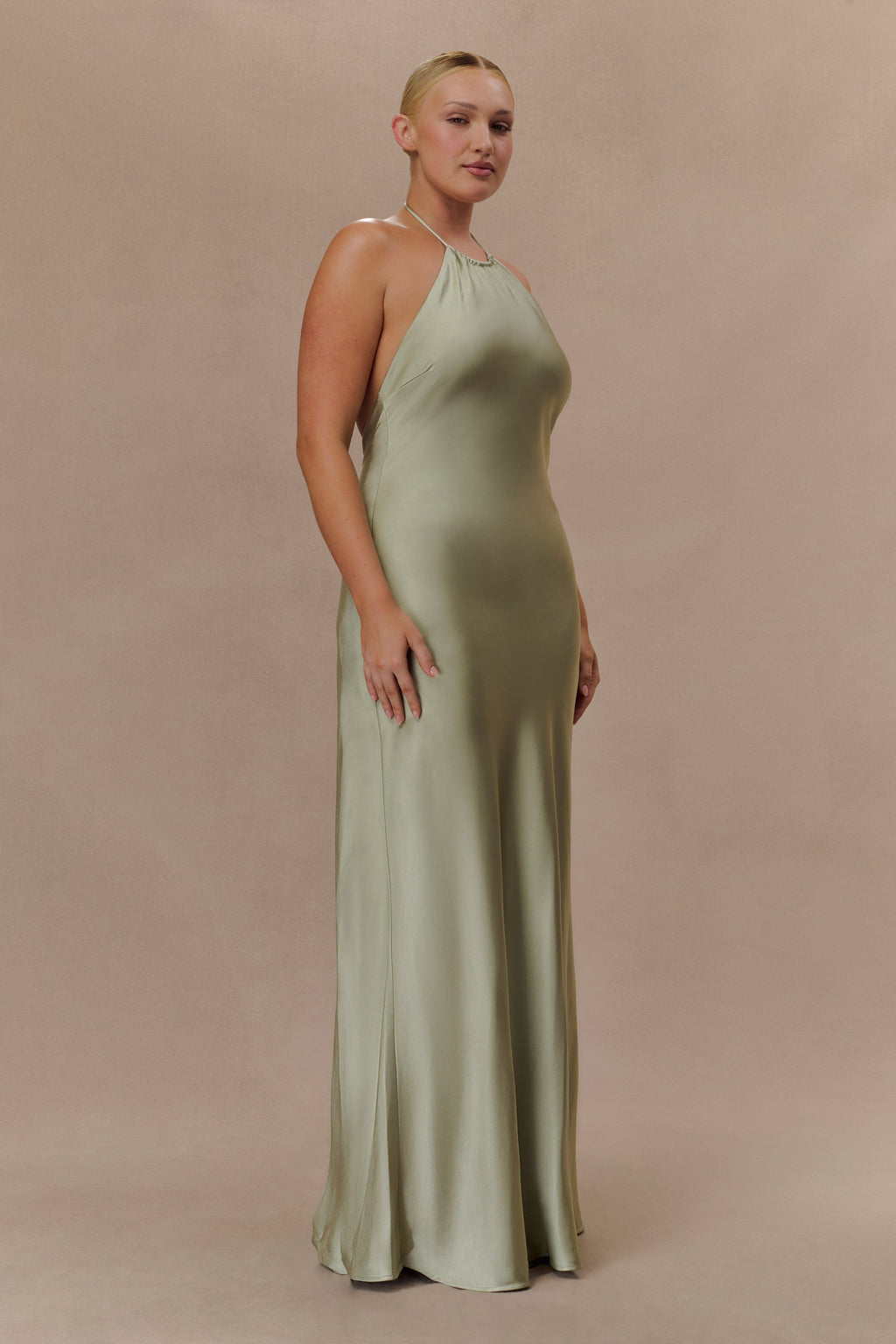 Bella Satin Halter Maxi Dress